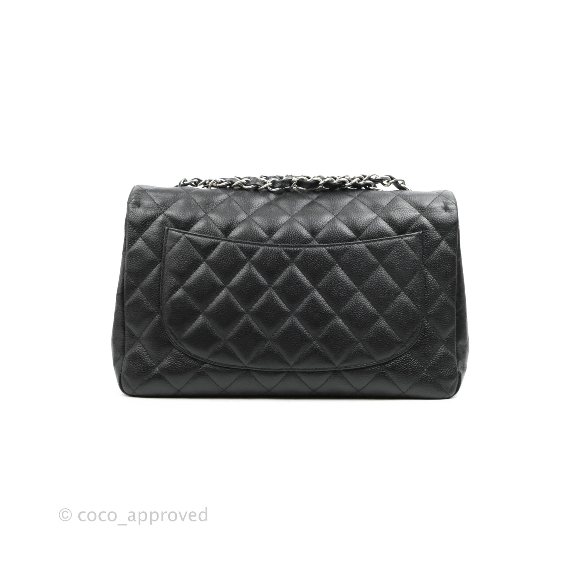 Chanel Jumbo Single Flap Black Caviar Silver Hardware – Coco