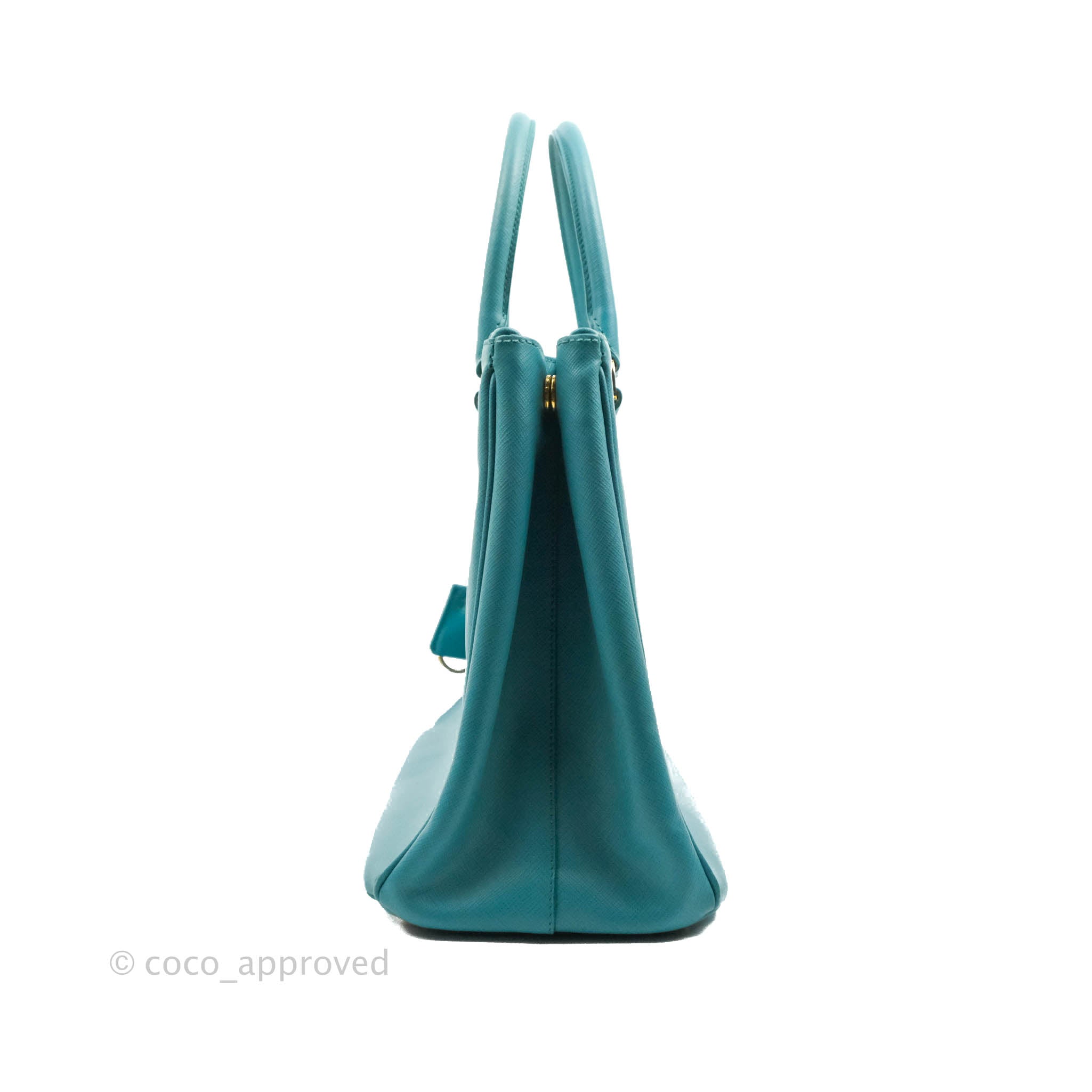 Prada Double Zip Lux Saffiano Tiffany Blue Large Tote Bag – Coco