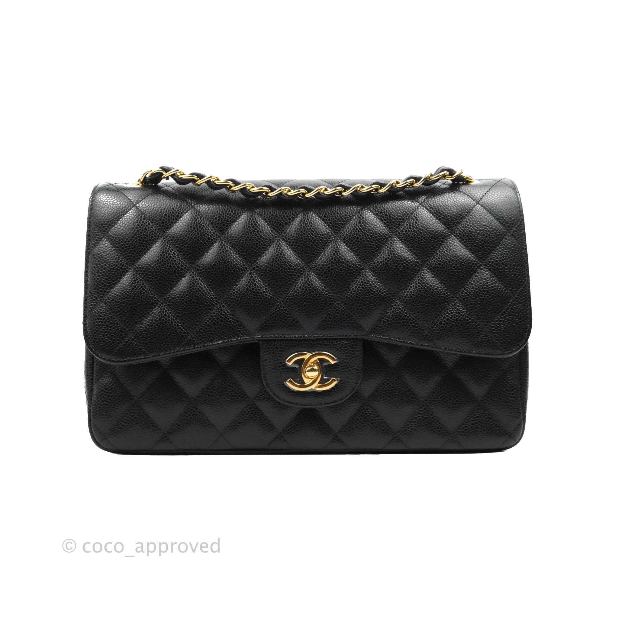 Chanel Classic Quilted Jumbo Double Flap Black Caviar Gold Hardware – Coco  Approved Studio