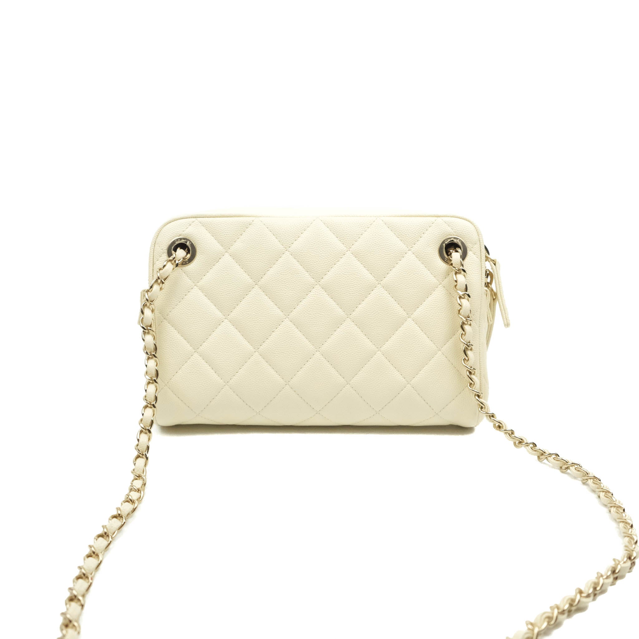 Chanel Camera Bag With Detachable Pouch Ivory Caviar Gold Hardware