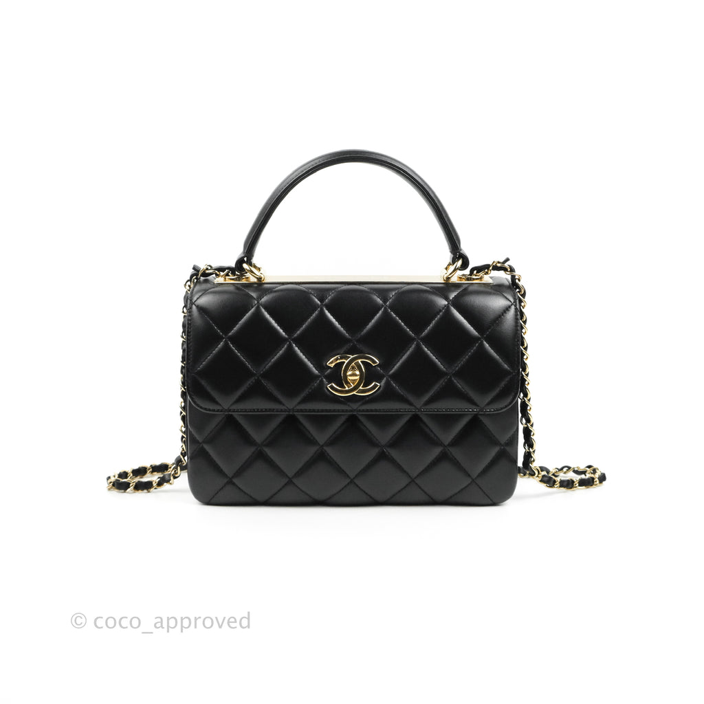 Chanel Small Trendy CC Black Lambskin Gold Hardware