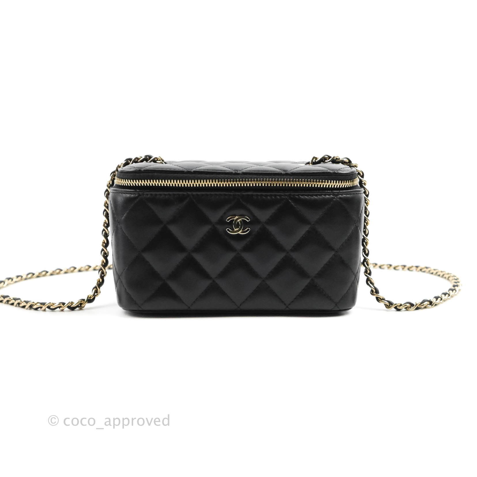 Chanel Classic Vanity with Chain Black Lambskin Gold Hardware – Coco  Approved Studio