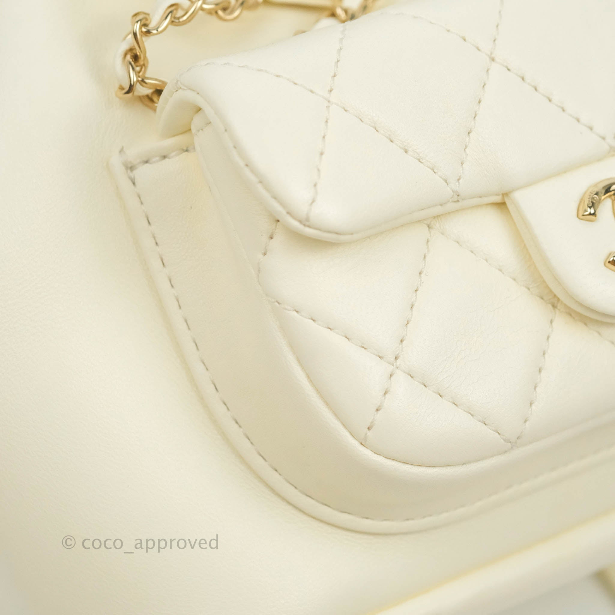 Chanel Ado Grained Calfskin Backpack White Gold - NOBLEMARS