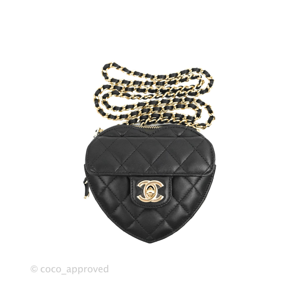 Chanel Small Heart Bag Black Lambskin Gold Hardware 22S