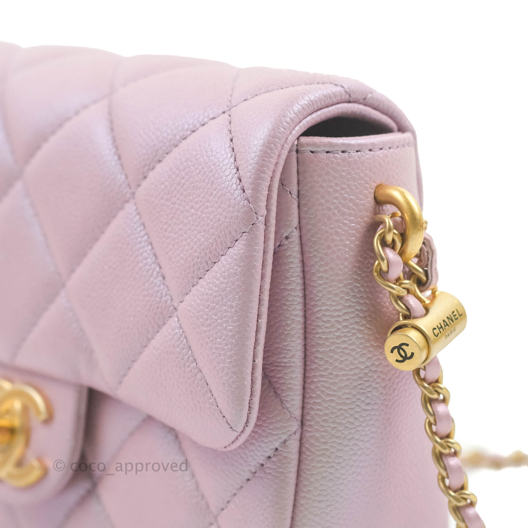 Chanel Quilted My Perfect Mini Iridescent Pink Caviar Aged Gold Hardwa –  Coco Approved Studio