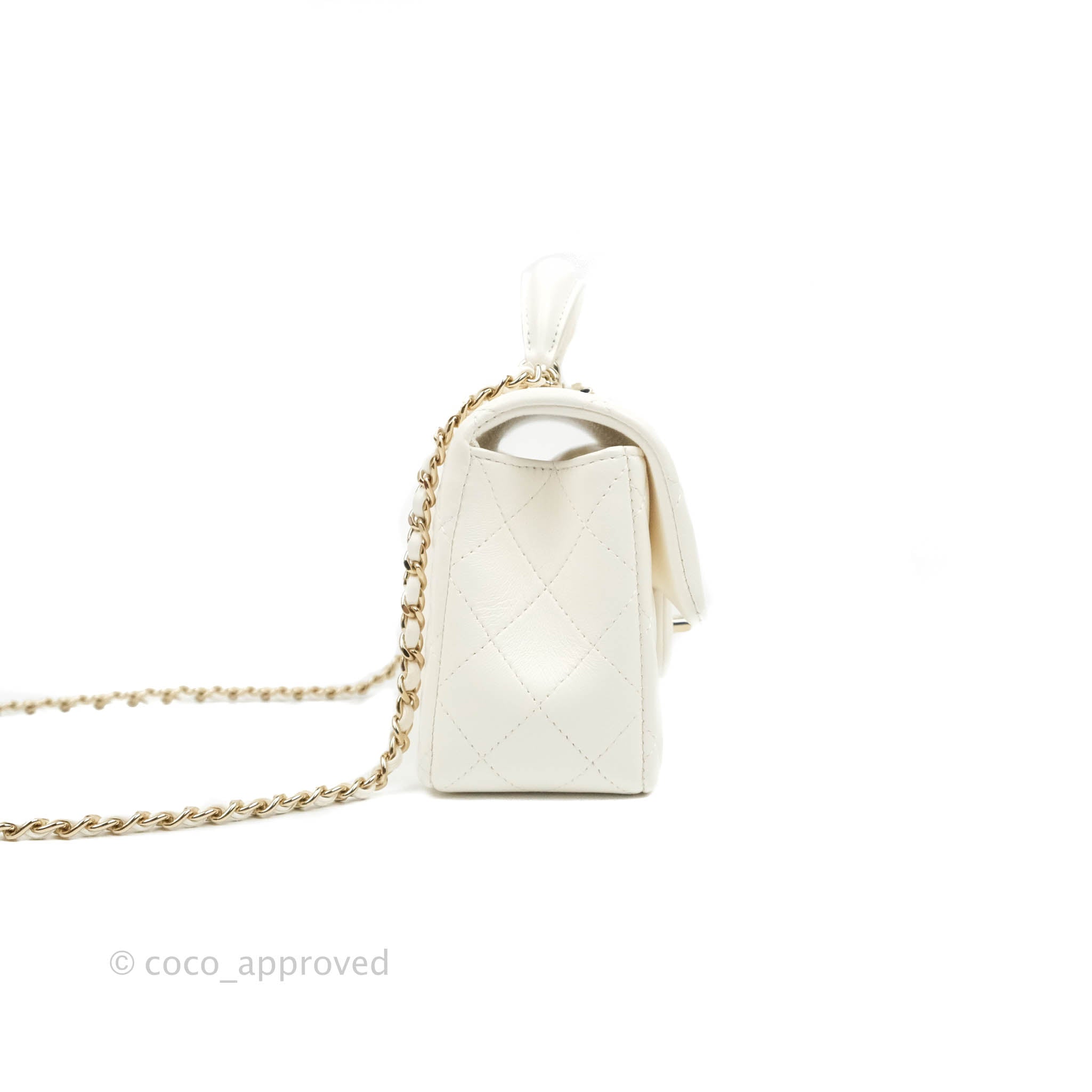 CHANEL Classic Mini Flap Bag Top Handle White – Sartorial Avenue