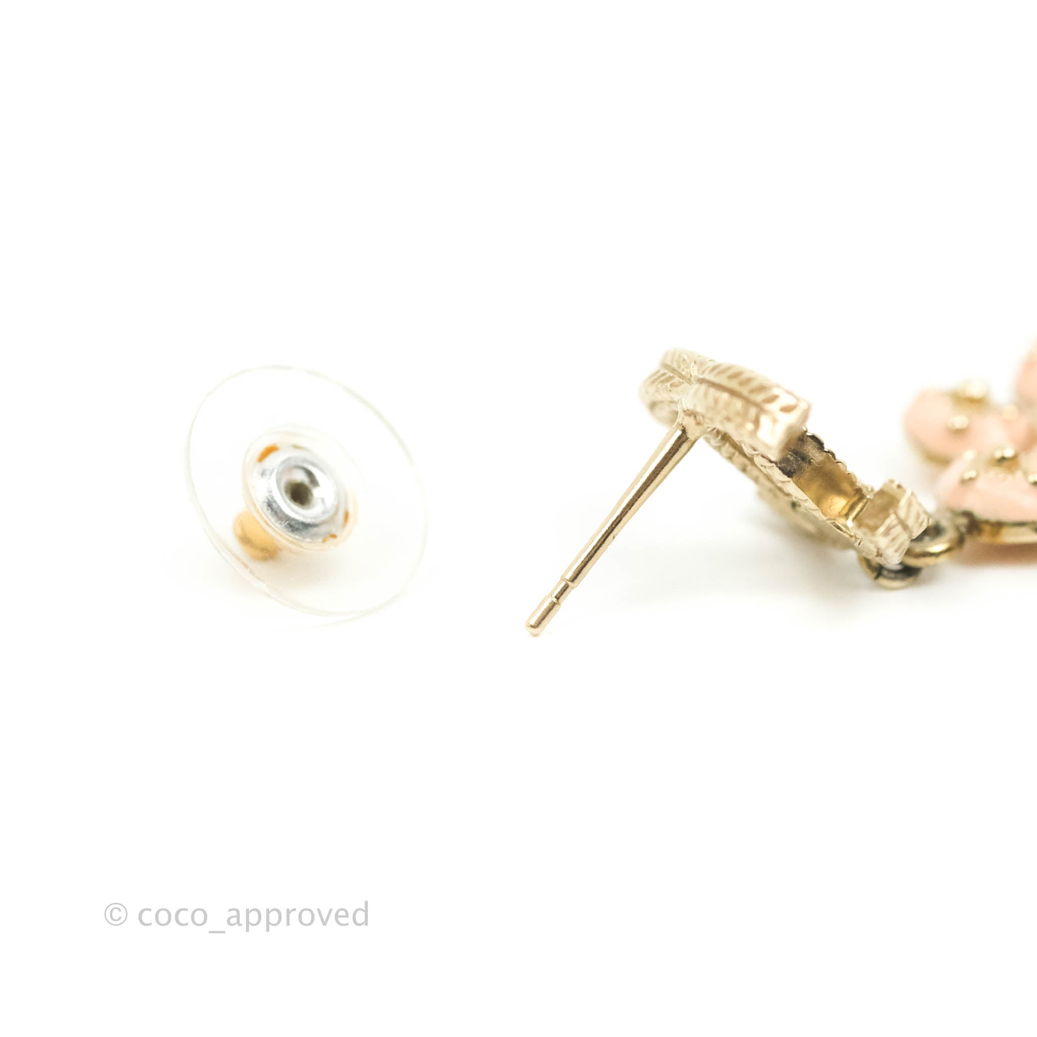 CHANEL Pearl Crystal CC Heart Drop Earrings Gold 882869