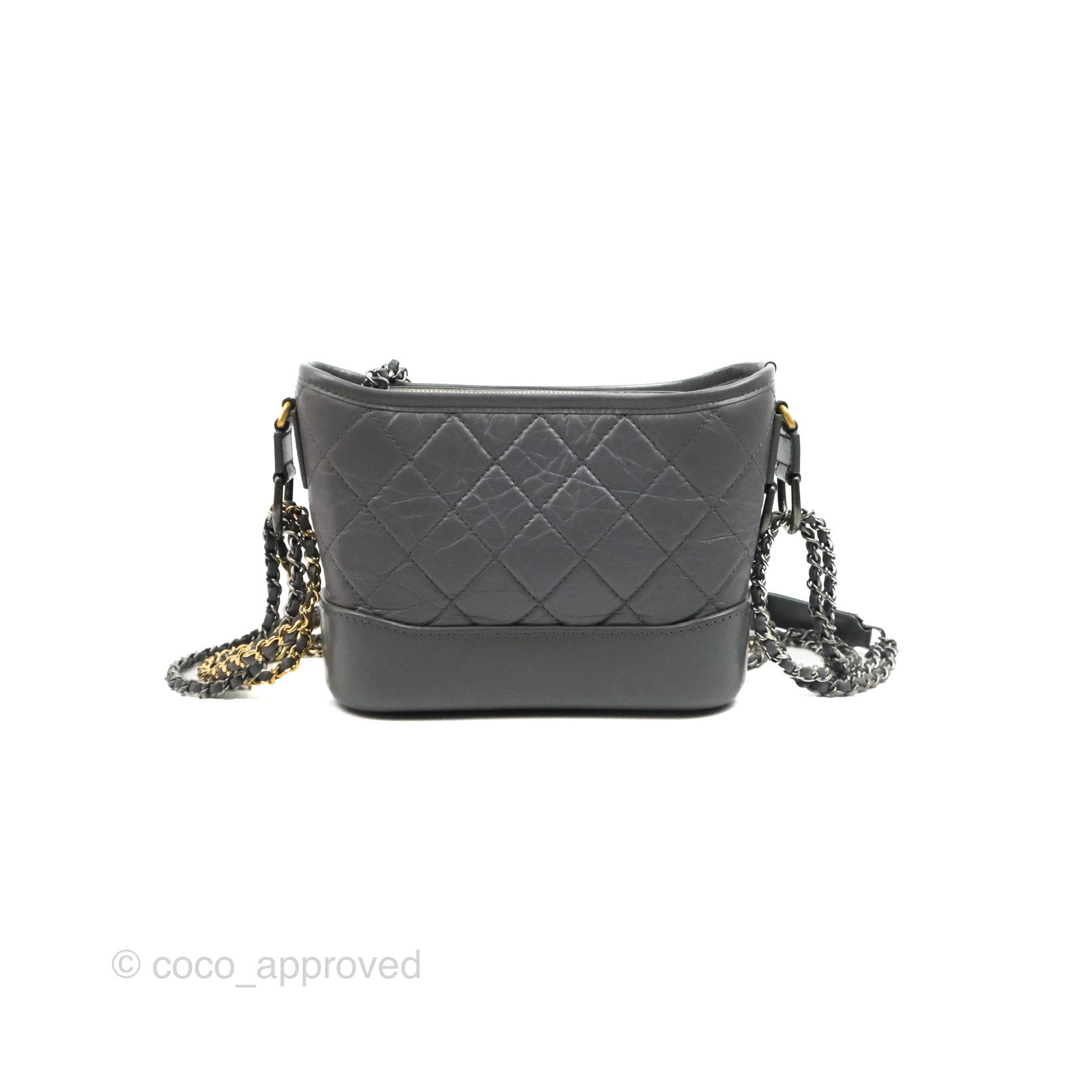 Sold at Auction: Chanel - Gabrielle Large Bag - White Leather CC Gold Silver  Quilted Hobo