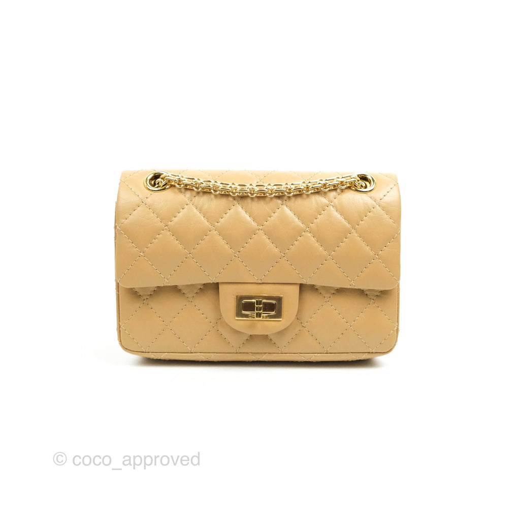 Chanel Mini Reissue 224 Beige Aged Calfskin Gold Hardware