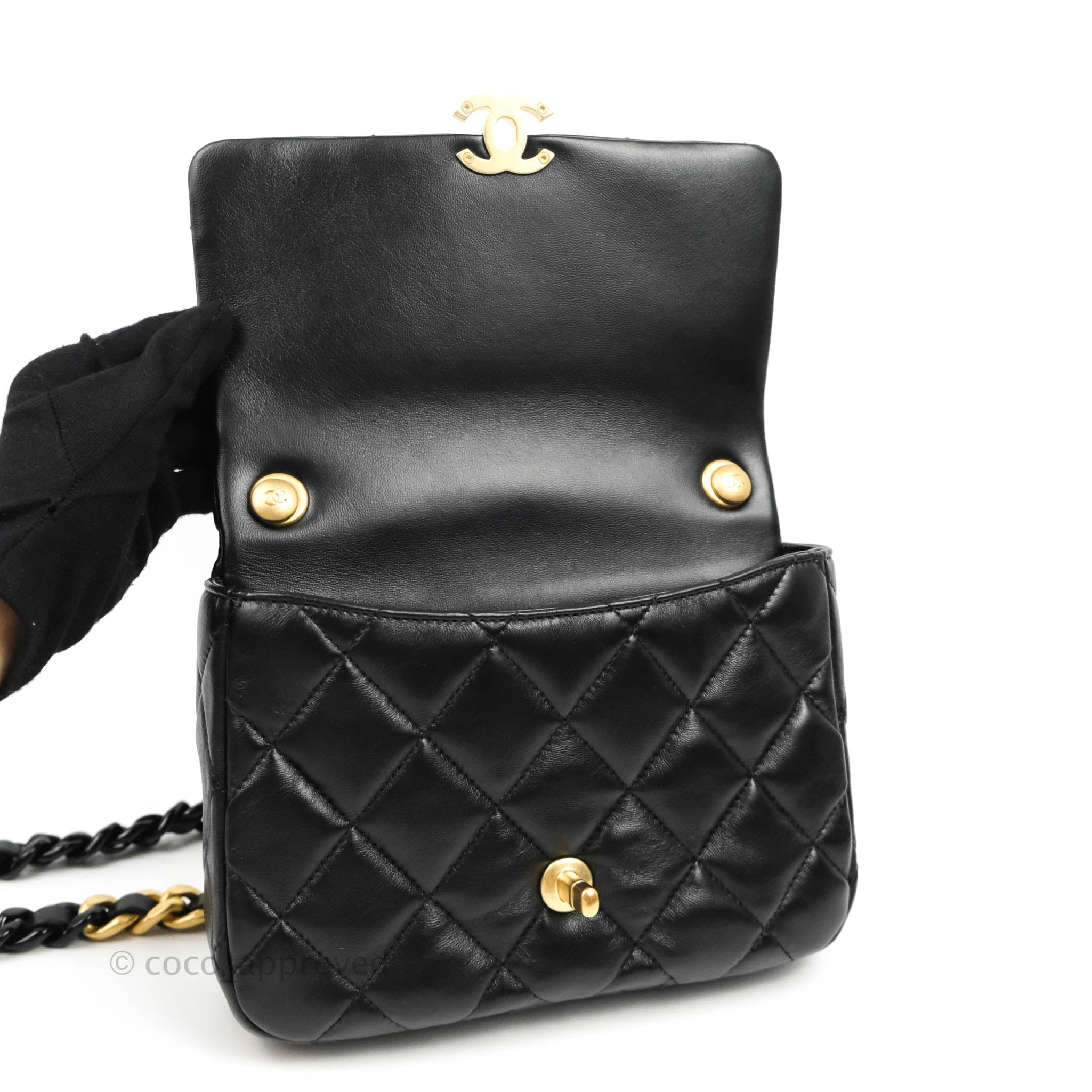 Chanel Small Flap Bag Black Lambskin Gold and Lacquered Metal 22S – Coco  Approved Studio