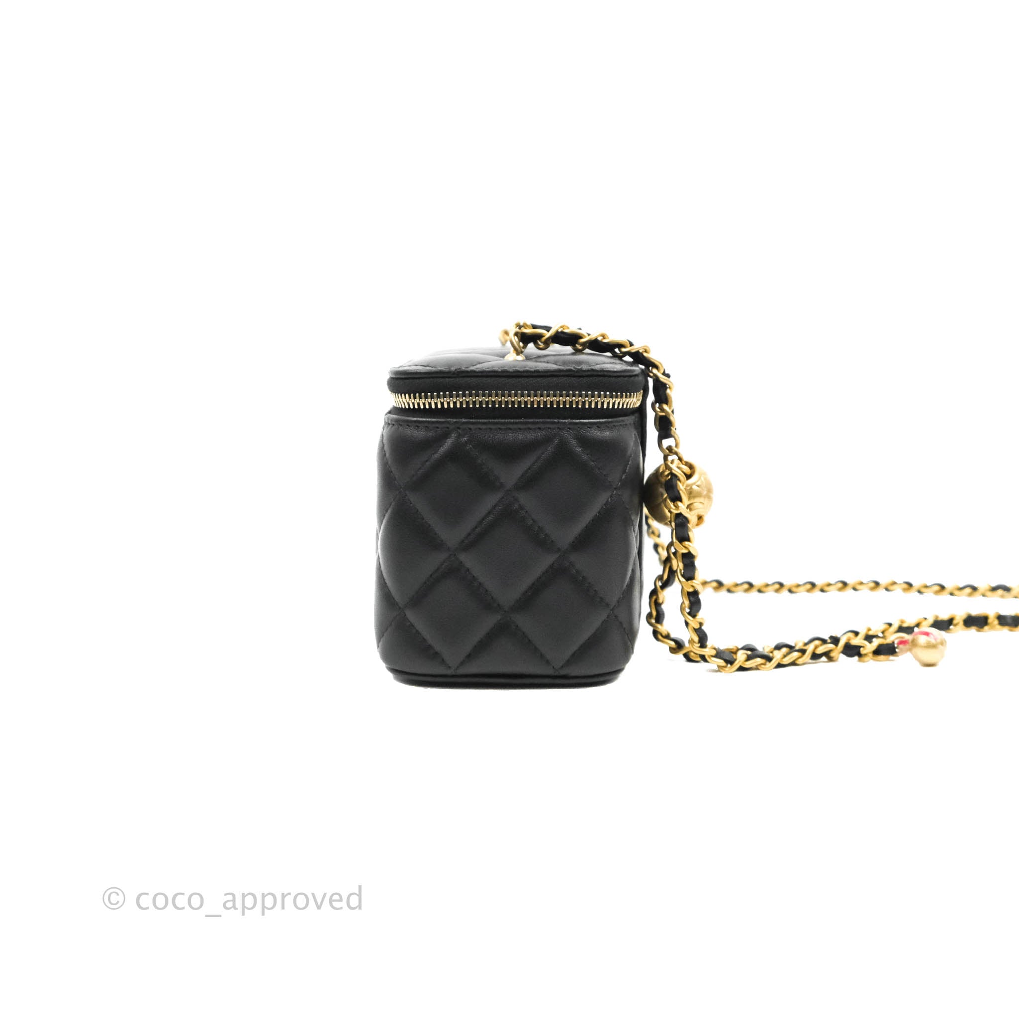 Chanel Classic Mini Pearl Crush Vanity With Chain Black Lambskin Aged –  Coco Approved Studio