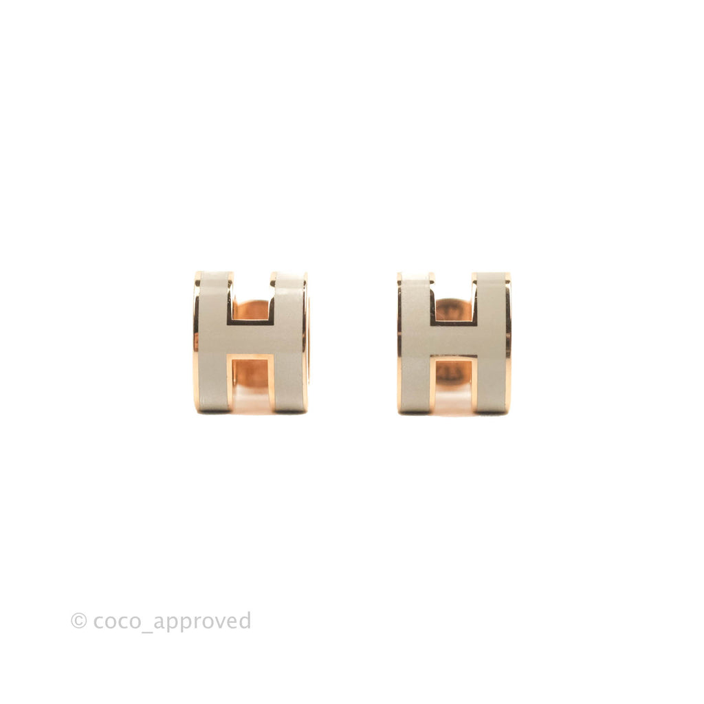 Hermès Mini Pop H Earrings Marron Glace Rose Gold