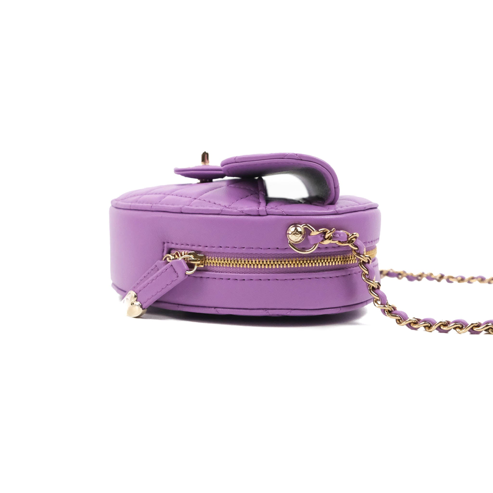 Chanel Large Heart Bag Purple Lambskin Gold Hardware 22S – Coco