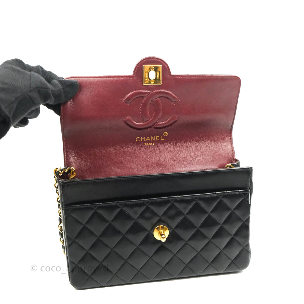 Chanel Vintage Mini Circled CC Flap Bag Black Lambskin 24K Gold Hardware