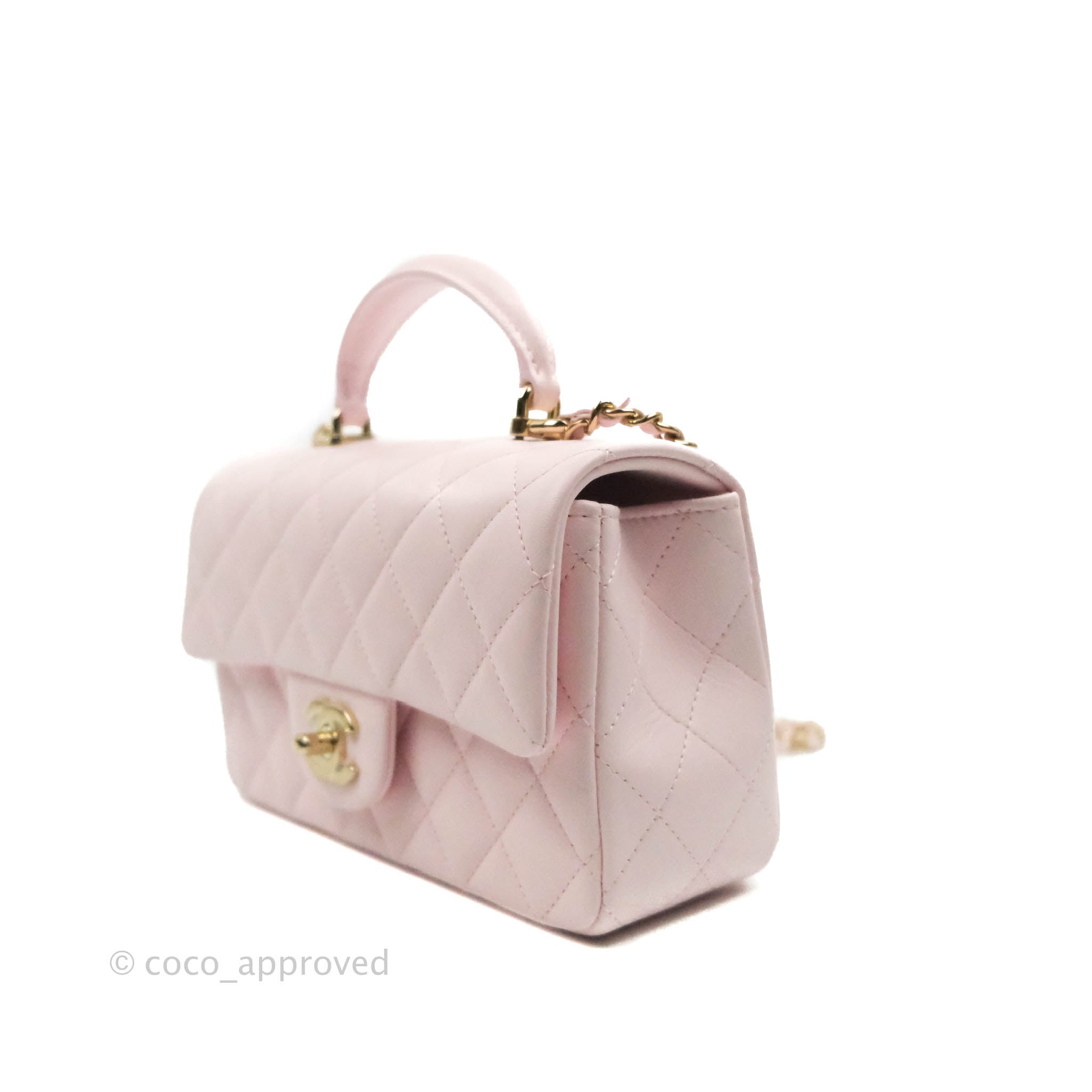 Chanel White Quilted Calfskin Top Handle Flap Mini Antique Gold Tone  Hardware Available For Immediate Sale At Sothebys