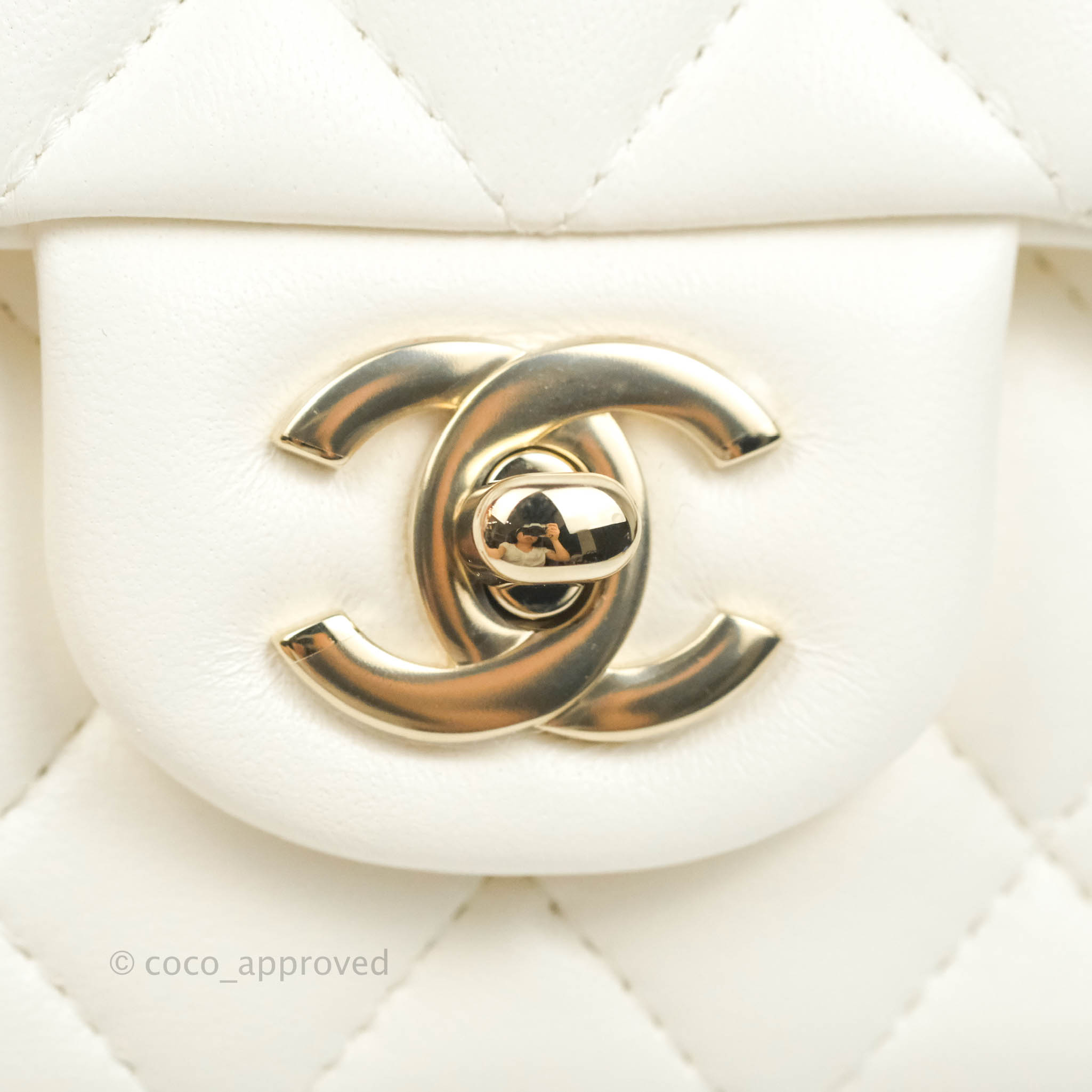 Chanel White Quilted Lambskin Mini Crystal Top Handle Rectangular Flap -  modaselle