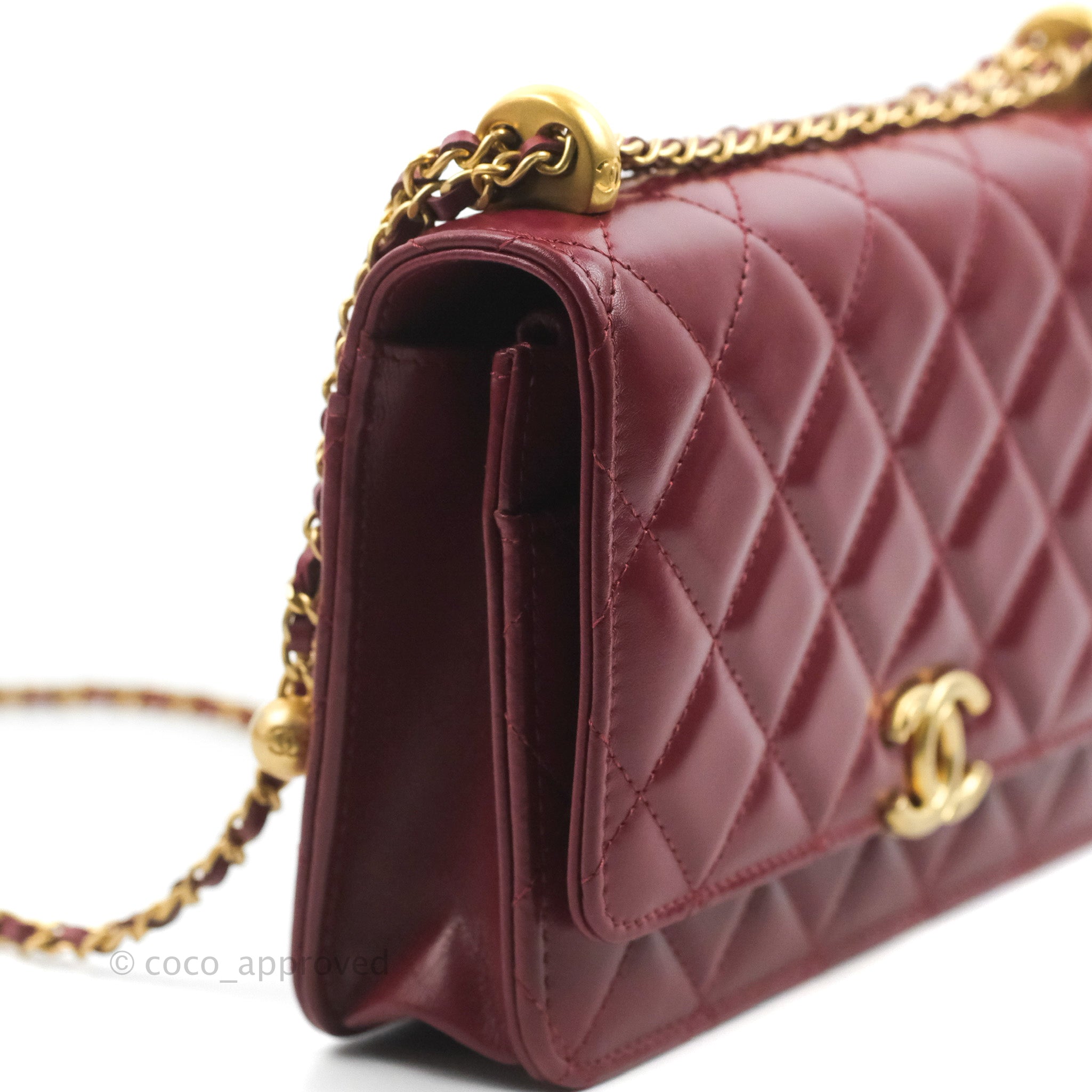 Chanel Quilted Perfect Fit Adjustable Wallet On Chain WOC Burgundy