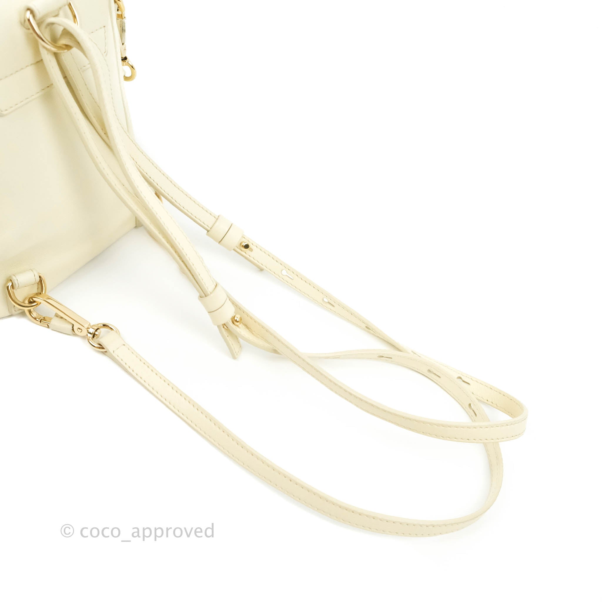 chloe faye mini backpack white Chloé Mini Faye Backpack Ivory White Calfskin – Coco Approved Studio