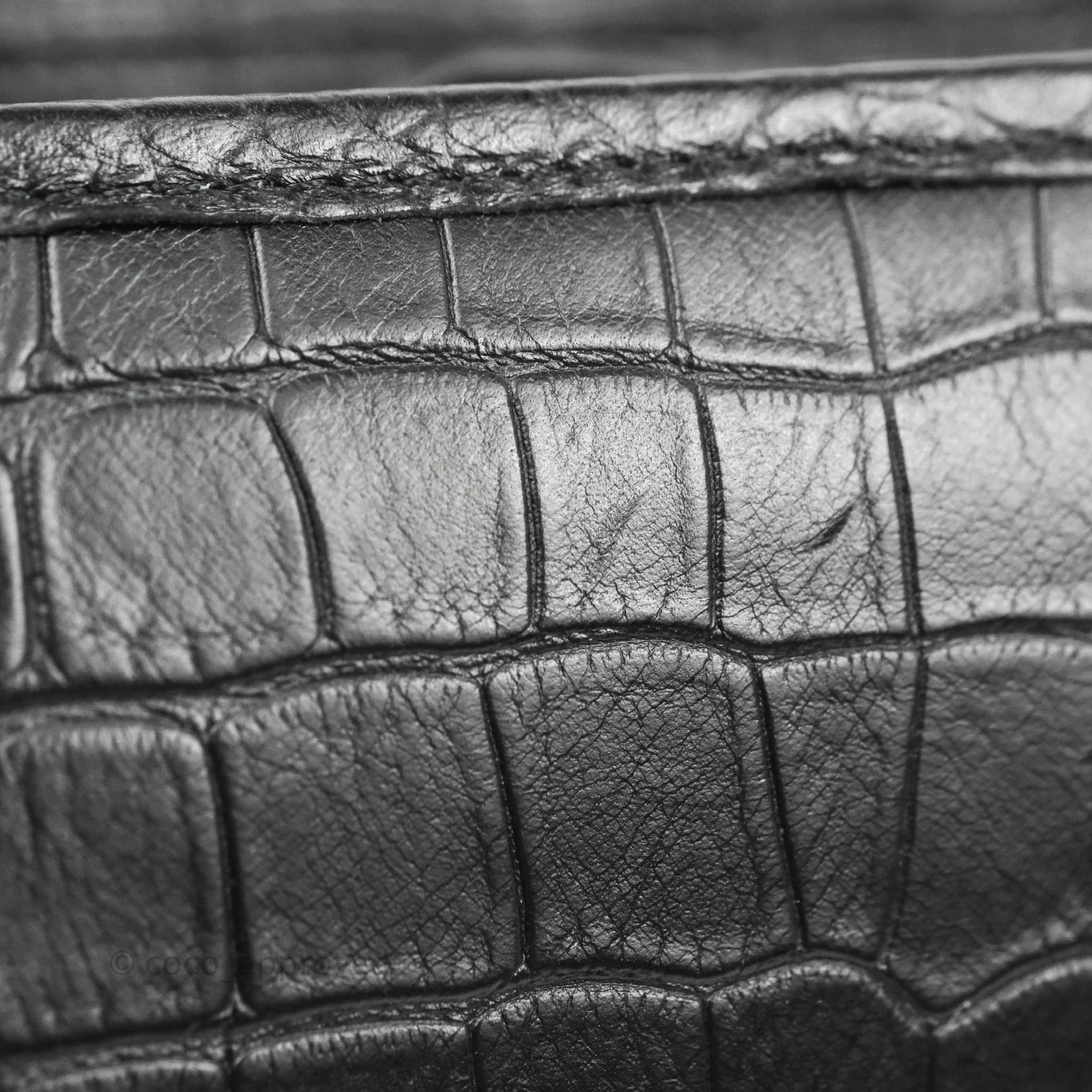 Chanel Croc-Embossed Gabrielle Clutch With Logo Strap – Luxury