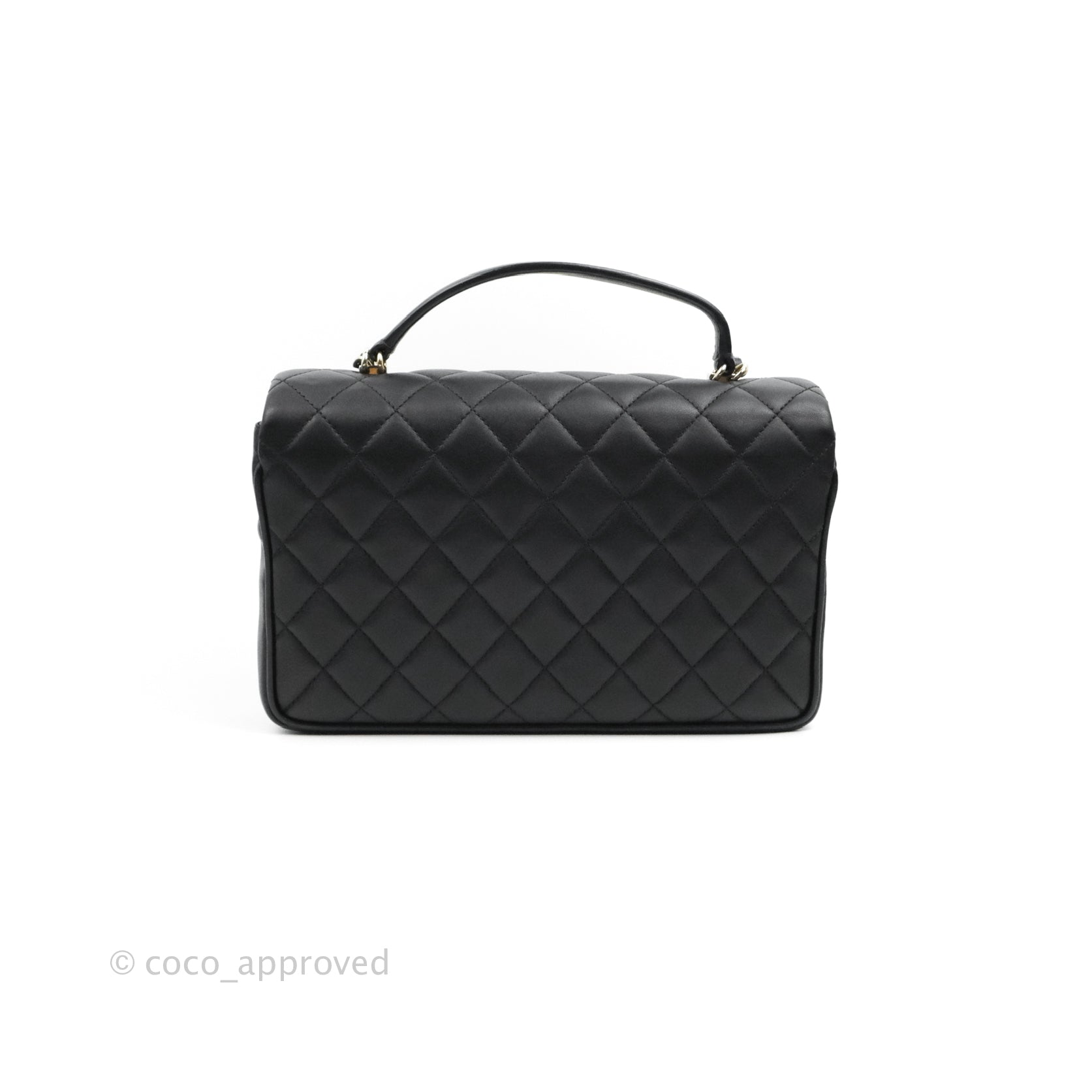 CHANEL Quilted Lambskin Leather Chain Clutch Bag Black