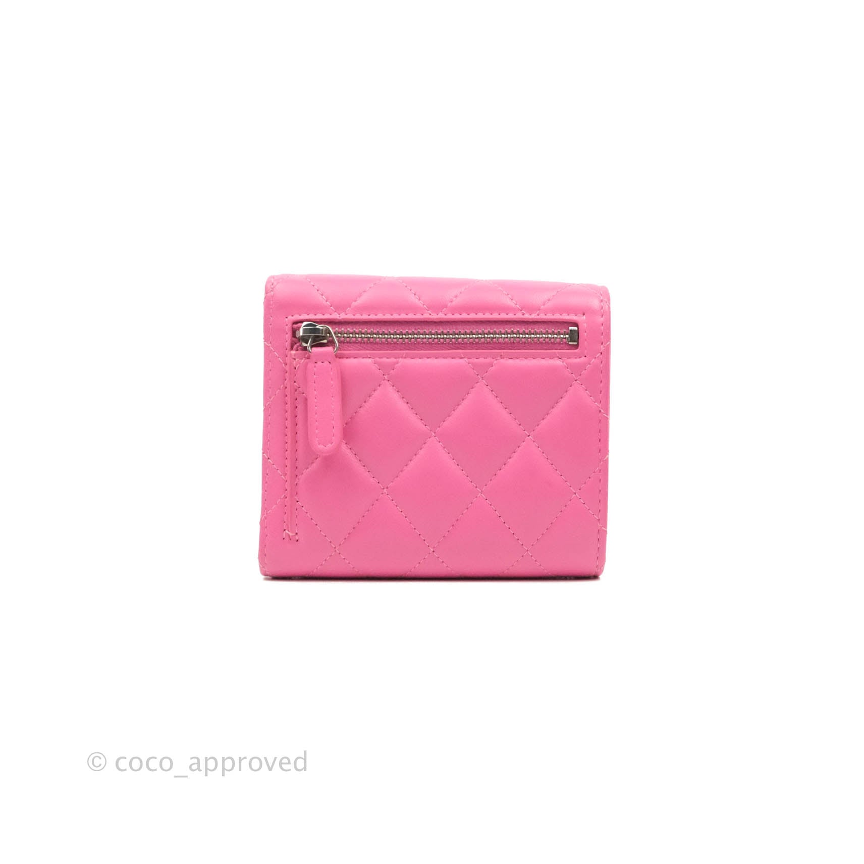 Chanel Classic Flap Wallet Pink Lambskin Silver Hardware – Coco
