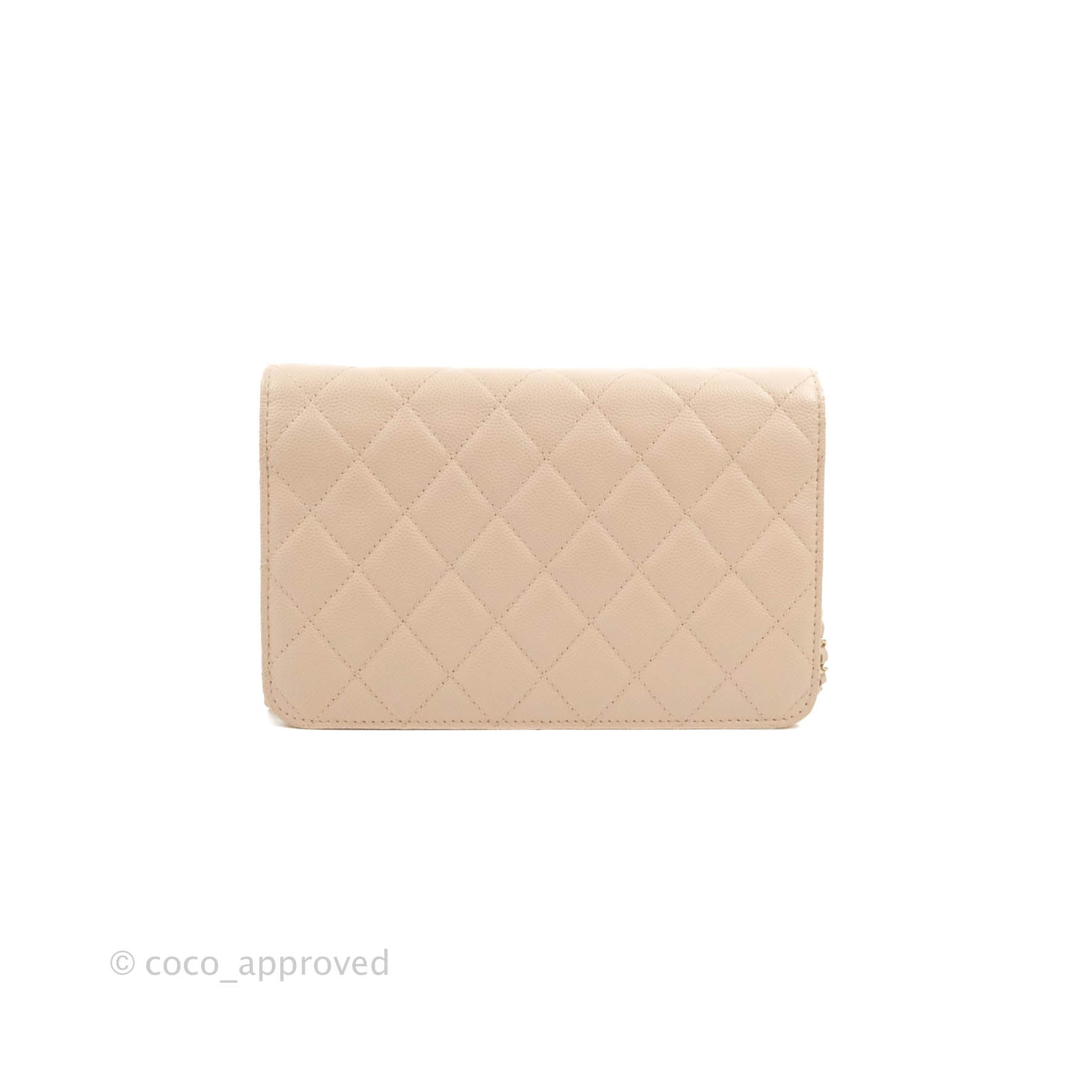 Chanel Quilted Golden Class Wallet on Chain WOC Light Beige Caviar