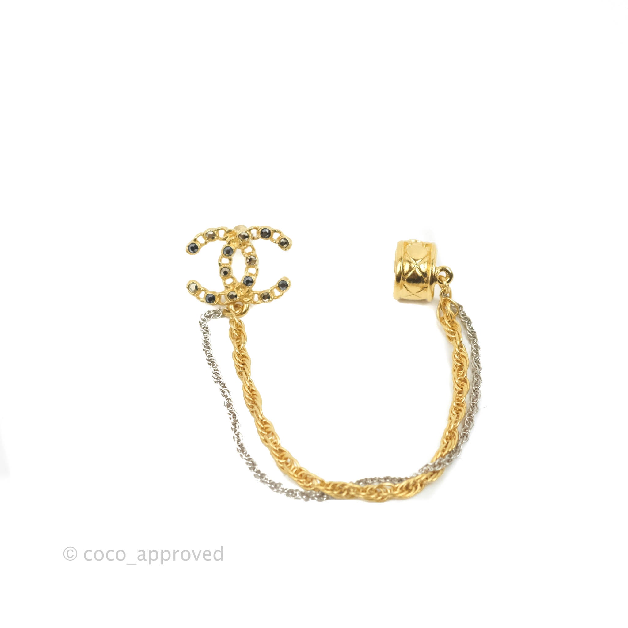 Chanel Crystal CC Chain With Ear Cuff Gold Tone 20P – Coco