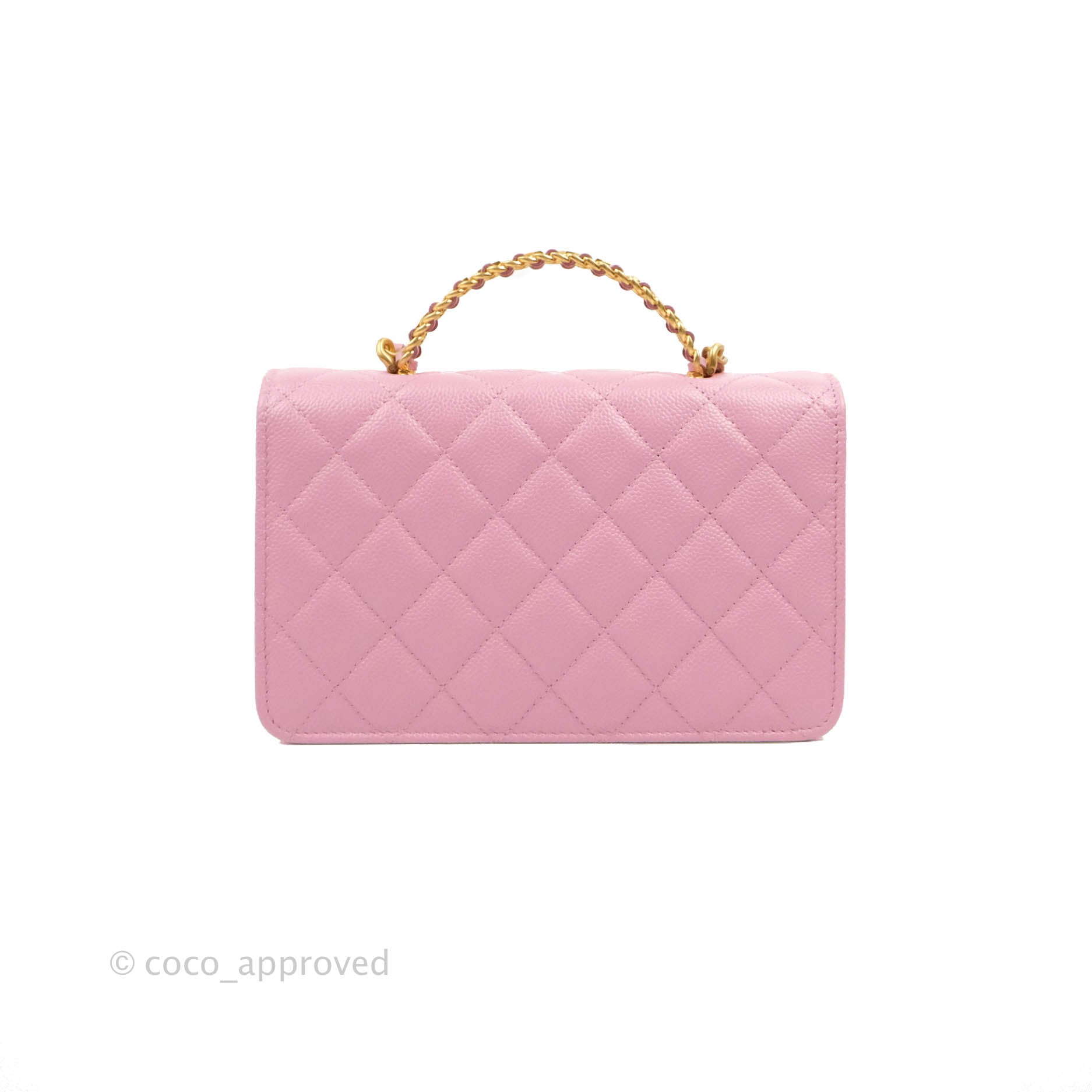 Chanel Top Handle Wallet On Chain WOC Pink Caviar Gold