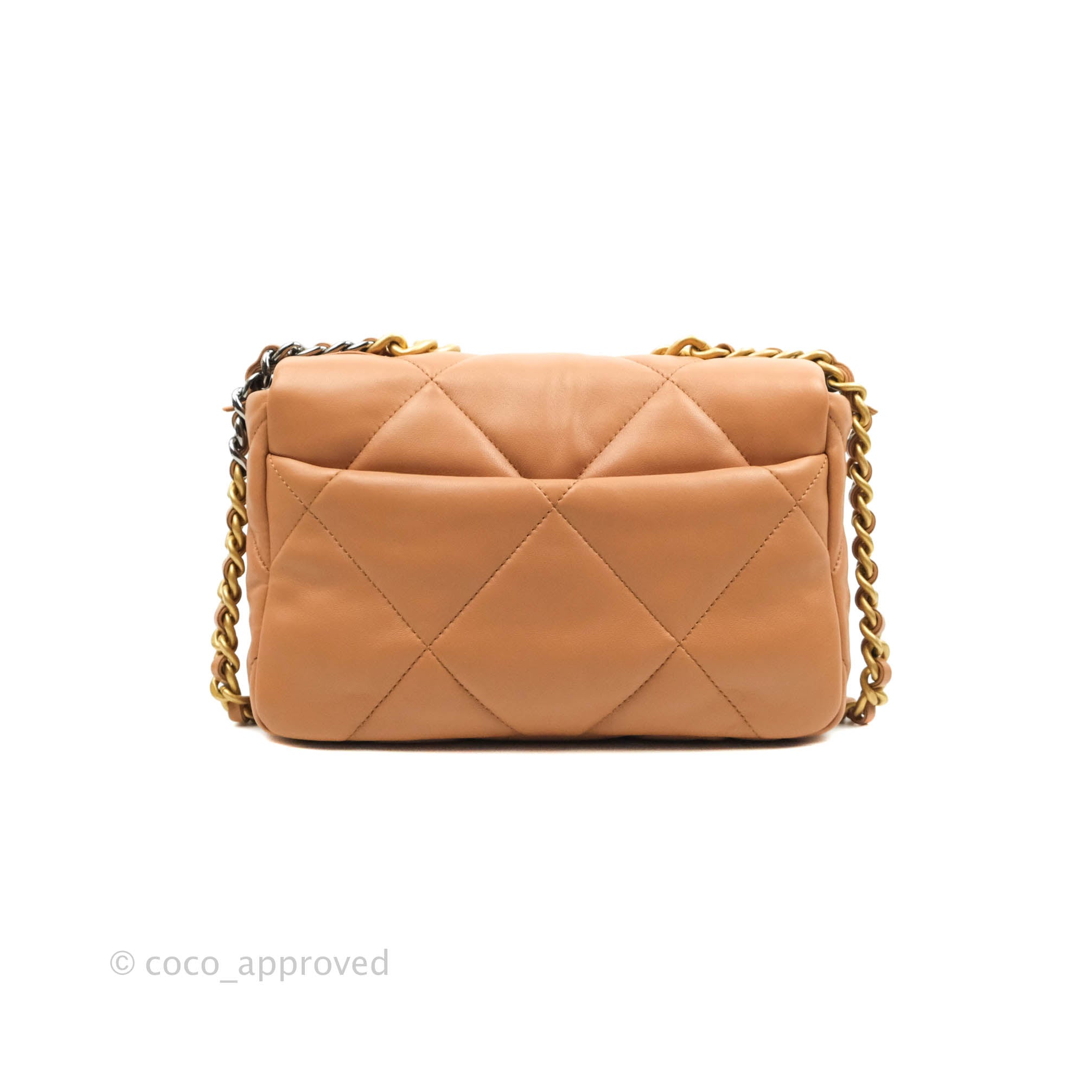 Beige Quilted Lambskin Small 19 Flap Bag Mixed Hardware, 2021