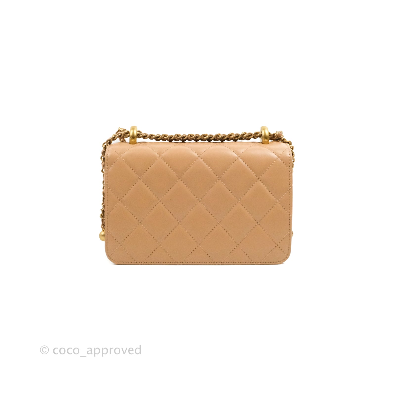 Chanel Flap Coin Purse With Chain Calfskin & Gold-Tone Metal Beige