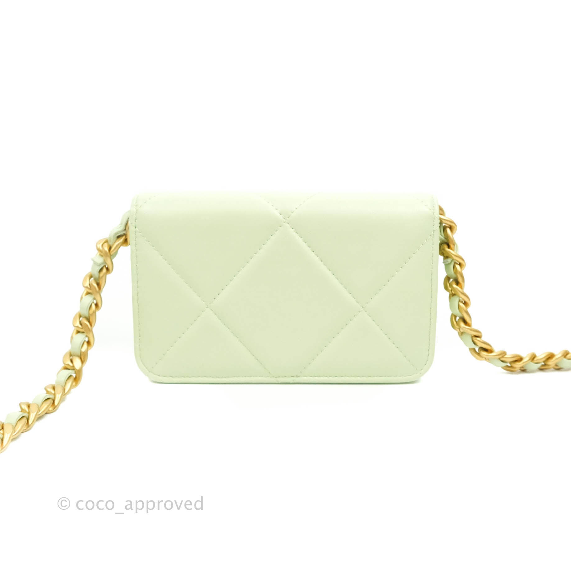 CHANEL CHANEL 19 Clutch with Chain Lambskin, Gold-Tone, Silver