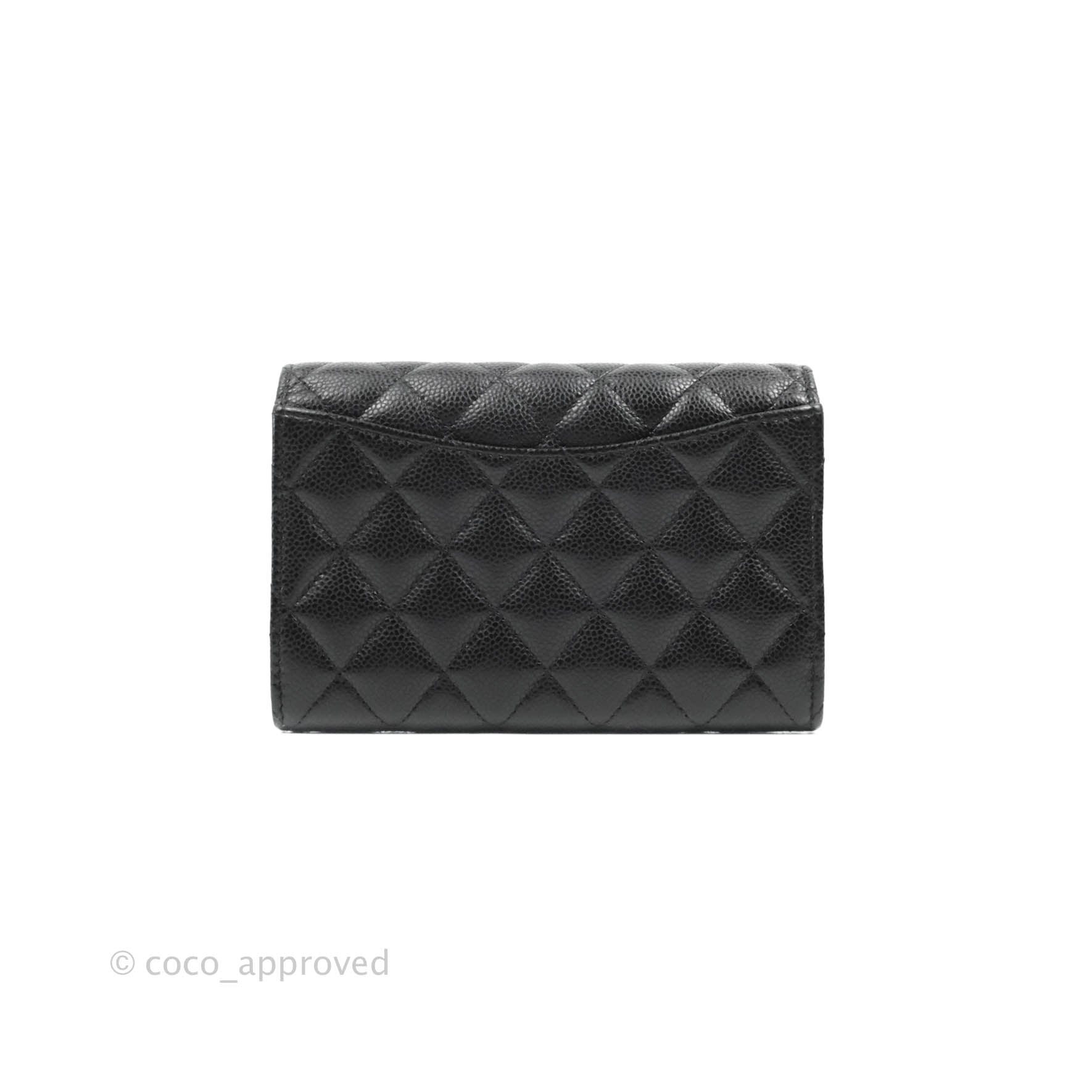 Chanel Classic Quilted Medium Flap Wallet Black Caviar Silver