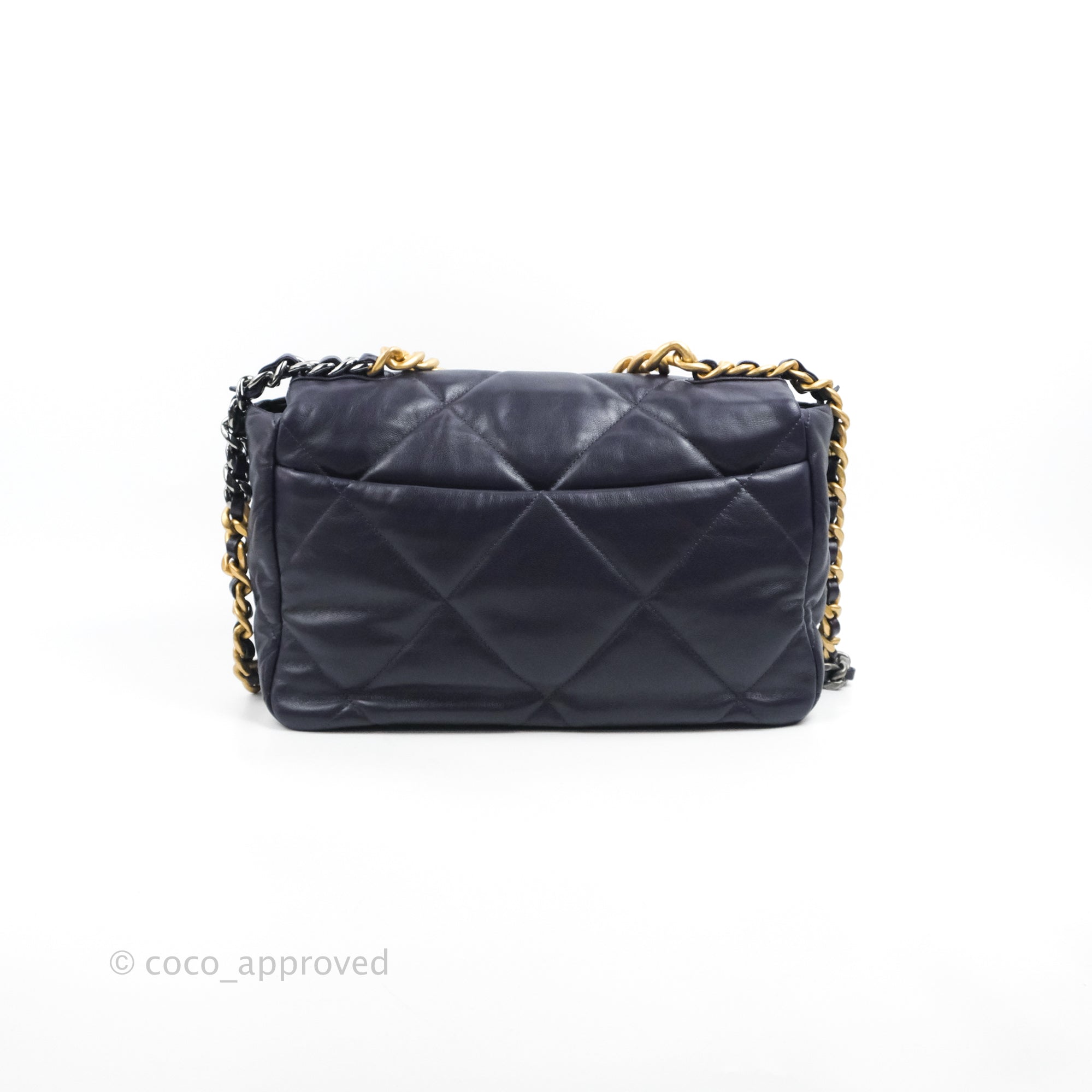 Chanel Black Patent Leather Large 19 Flap Shoulder Bag Chanel