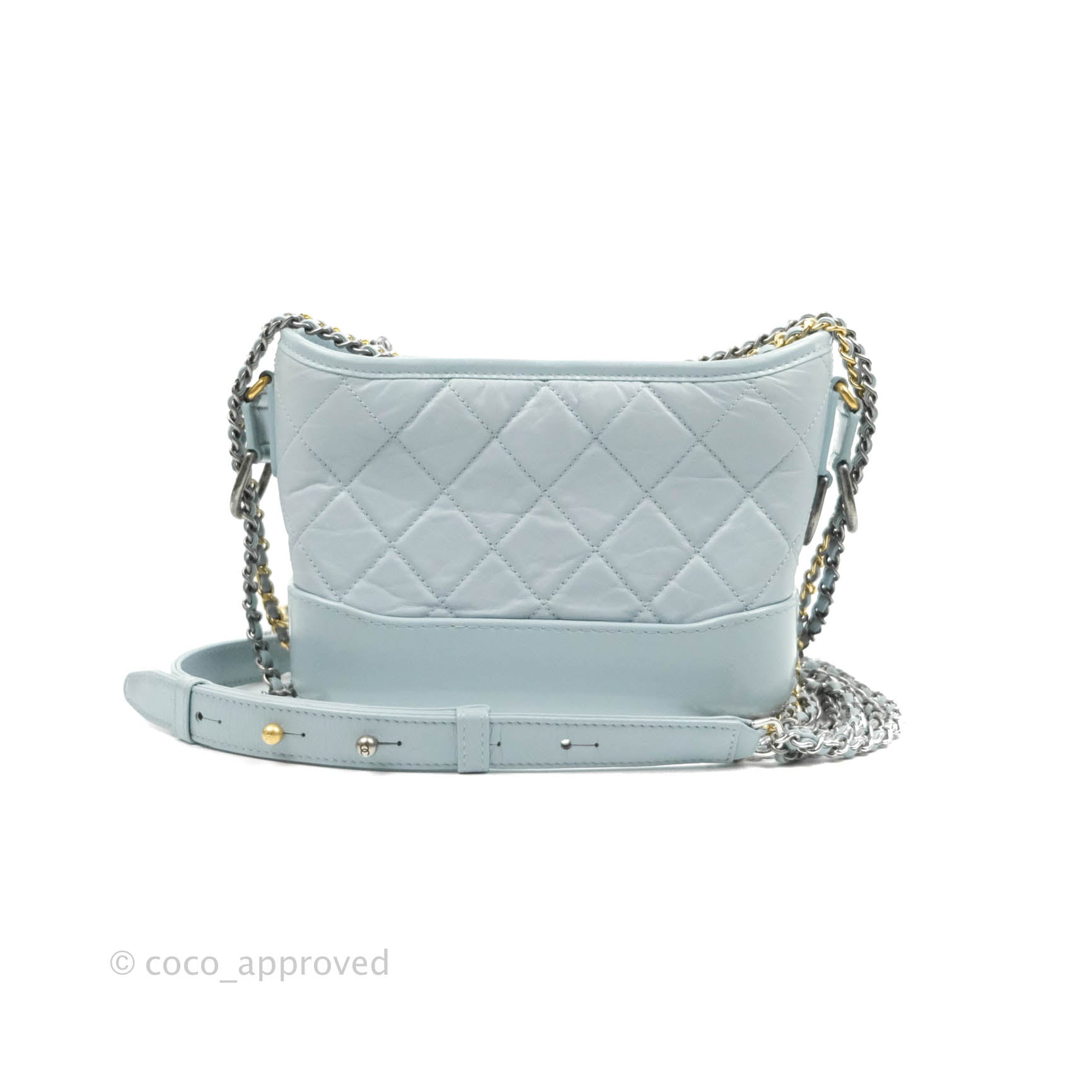 CHANEL Aged Calfskin Quilted Small Gabrielle Hobo Light Blue 1250606