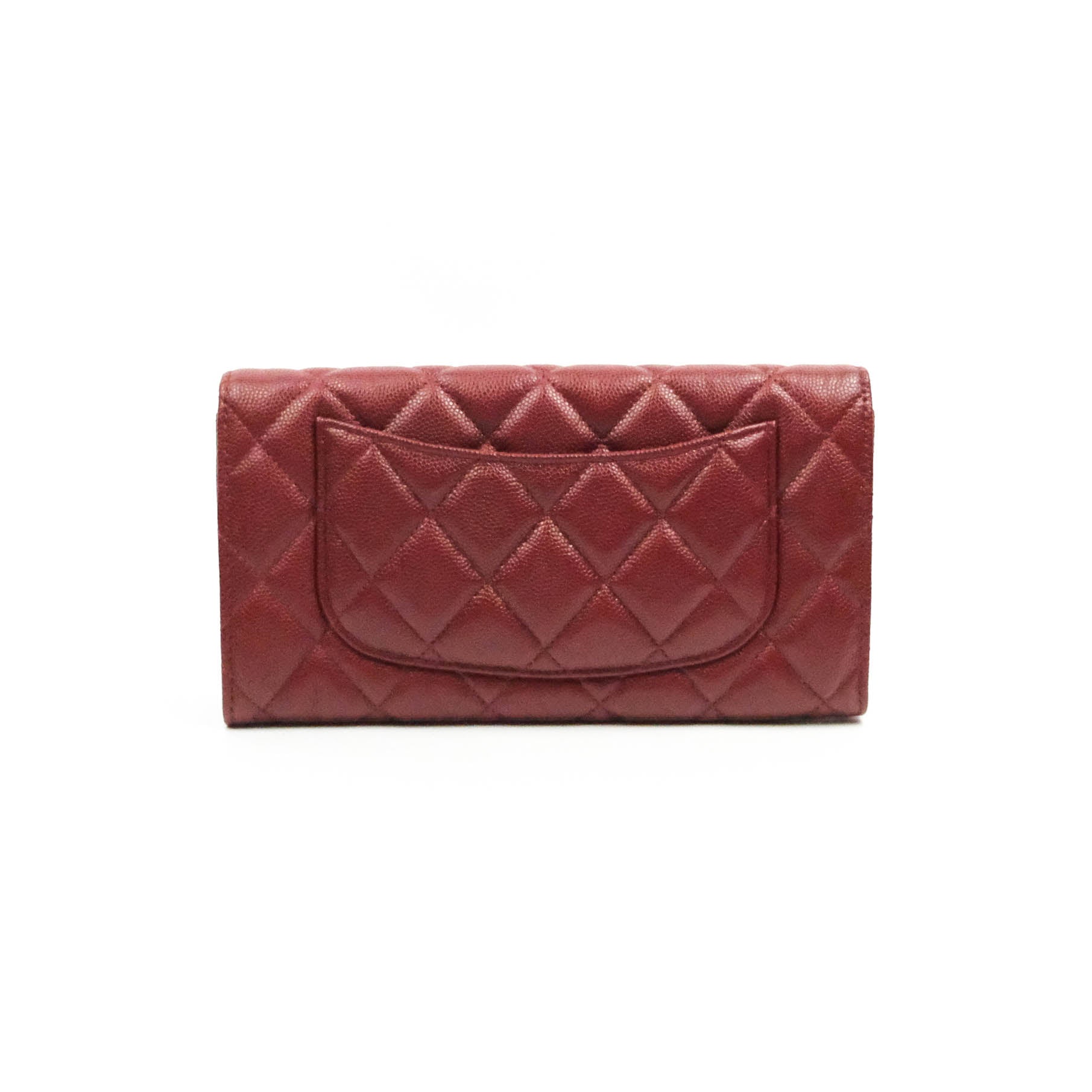Chanel Caviar Quilted Long Flap Wallet Burgundy Caviar Gold