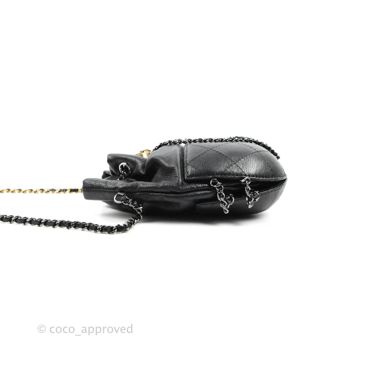 Chanel Small Gabrielle Drawstring Bag Black Calfskin – Coco Approved Studio