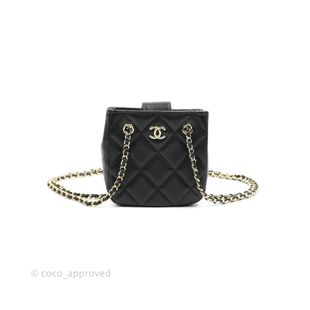 Chanel Mini Clutch With Chain Black Lambskin Gold Hardware 22C