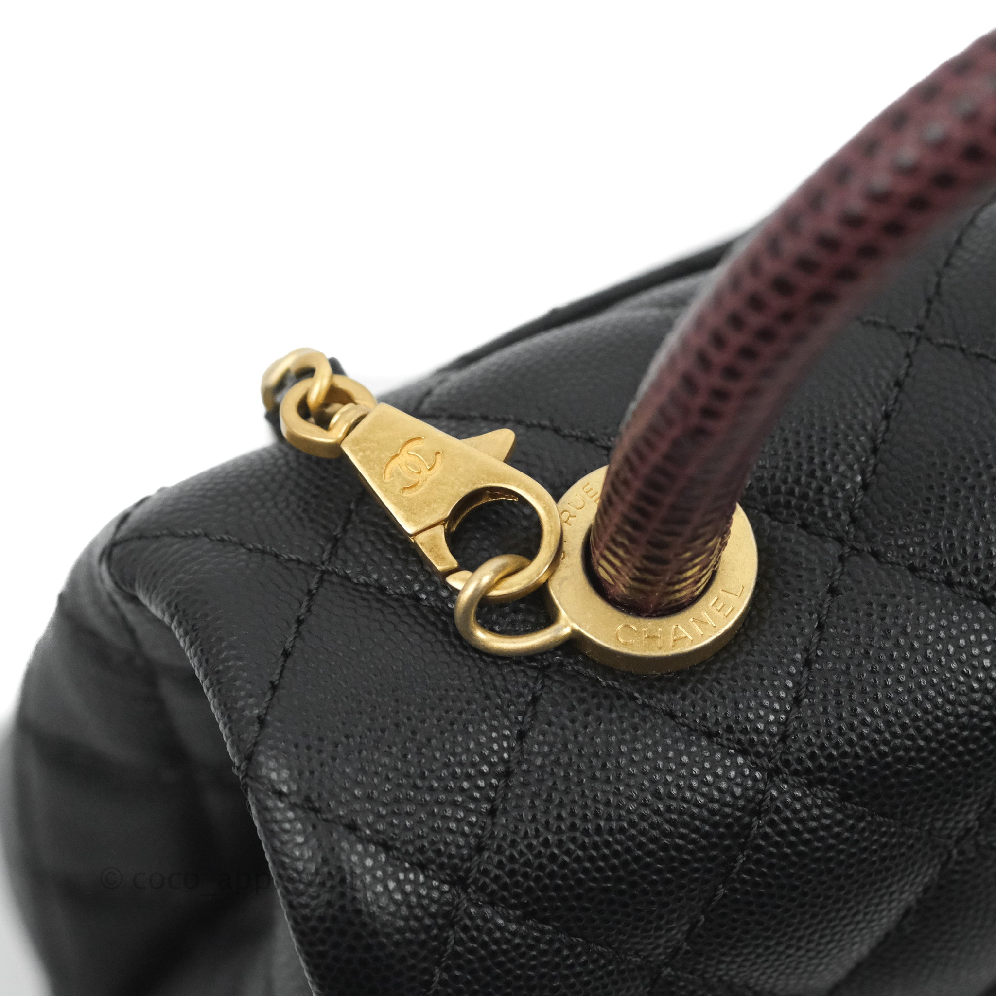 Chanel Small Coco Handle Quilted Black Caviar Aged Gold Hardware