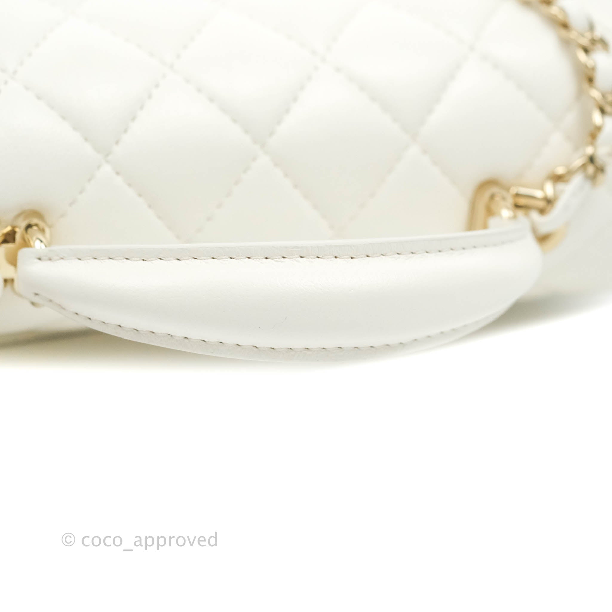 Chanel Rope Handle Flap Chevre Leather Shoulder Bag White