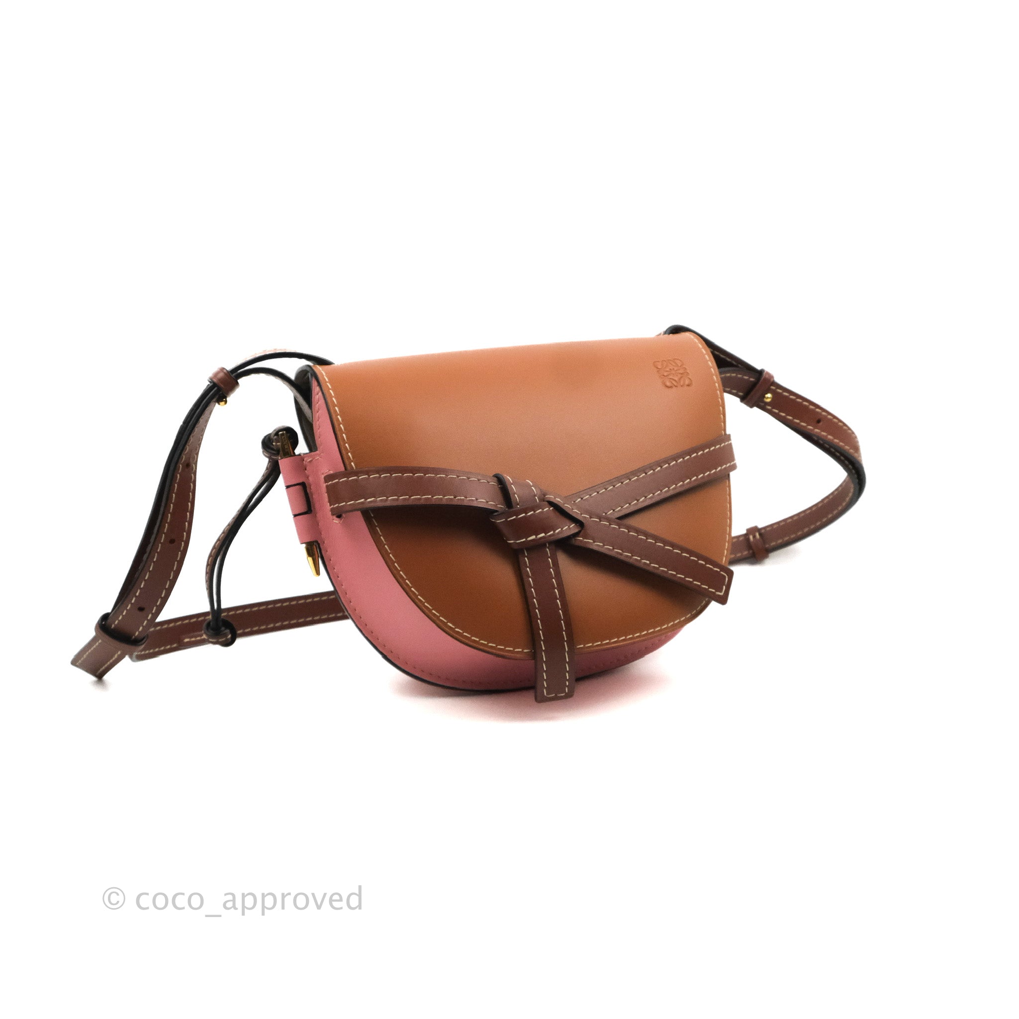 Loewe Small Gate Bag Smooth Calfskin in Tan/Pink – Coco Approved Studio