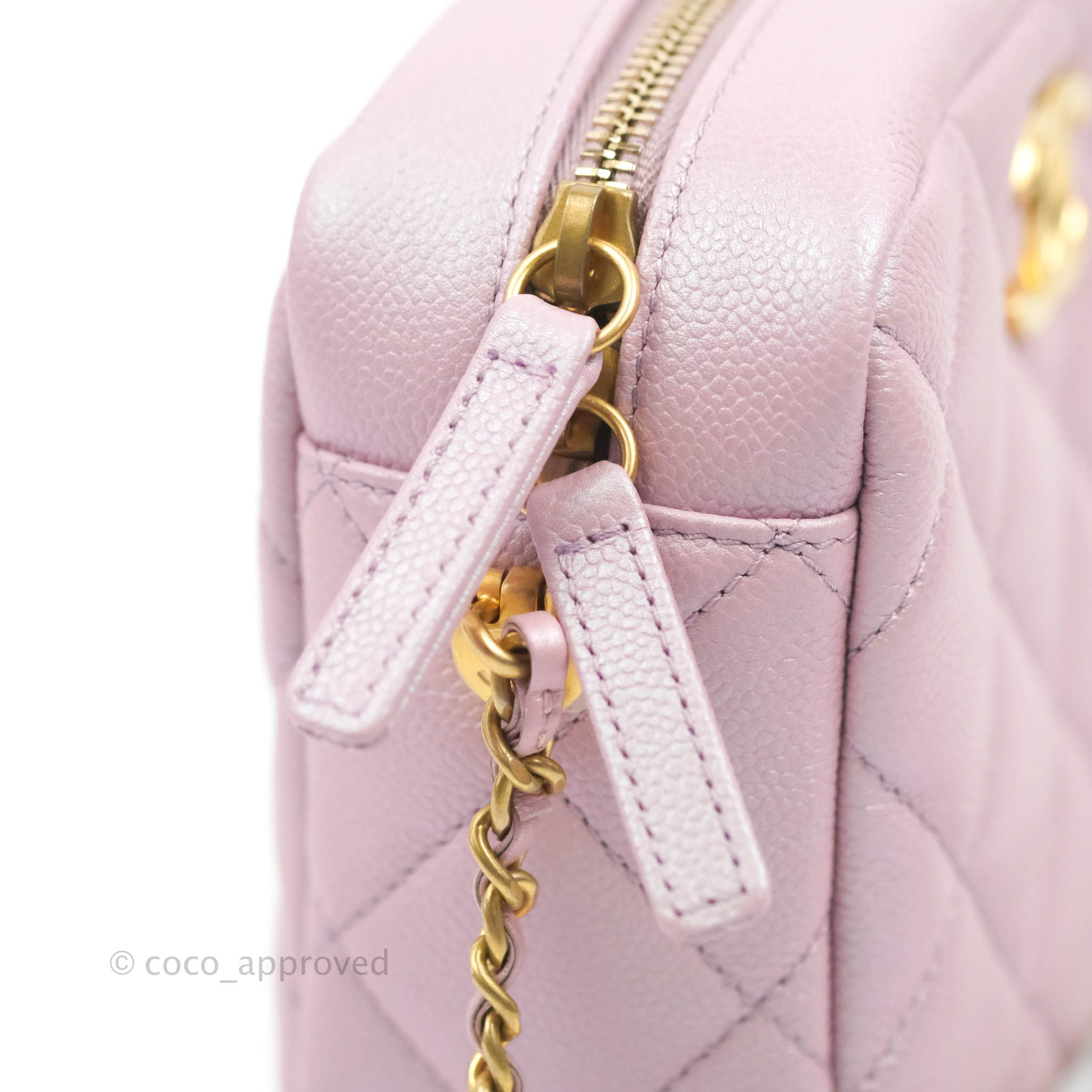 Chanel Quilted My Perfect Camera Case Iridescent Pink Caviar Aged