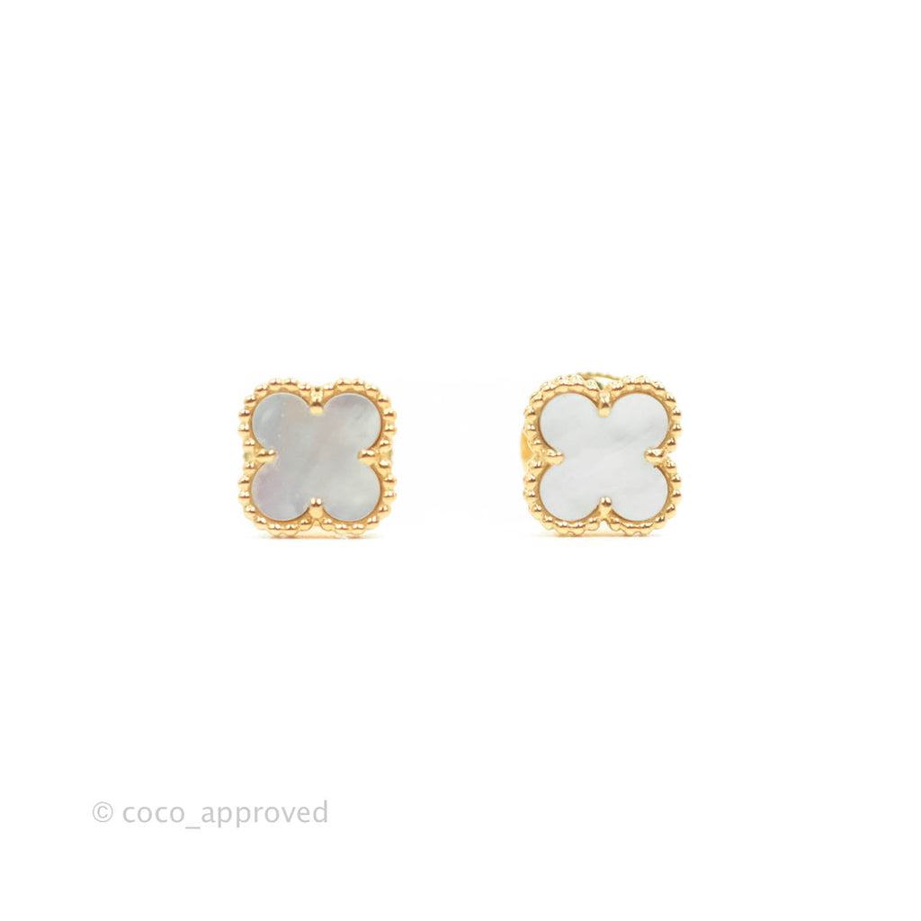 Van Cleef & Arpels Sweet Alhambra Earrings White Mother-of-pearl Yellow Gold