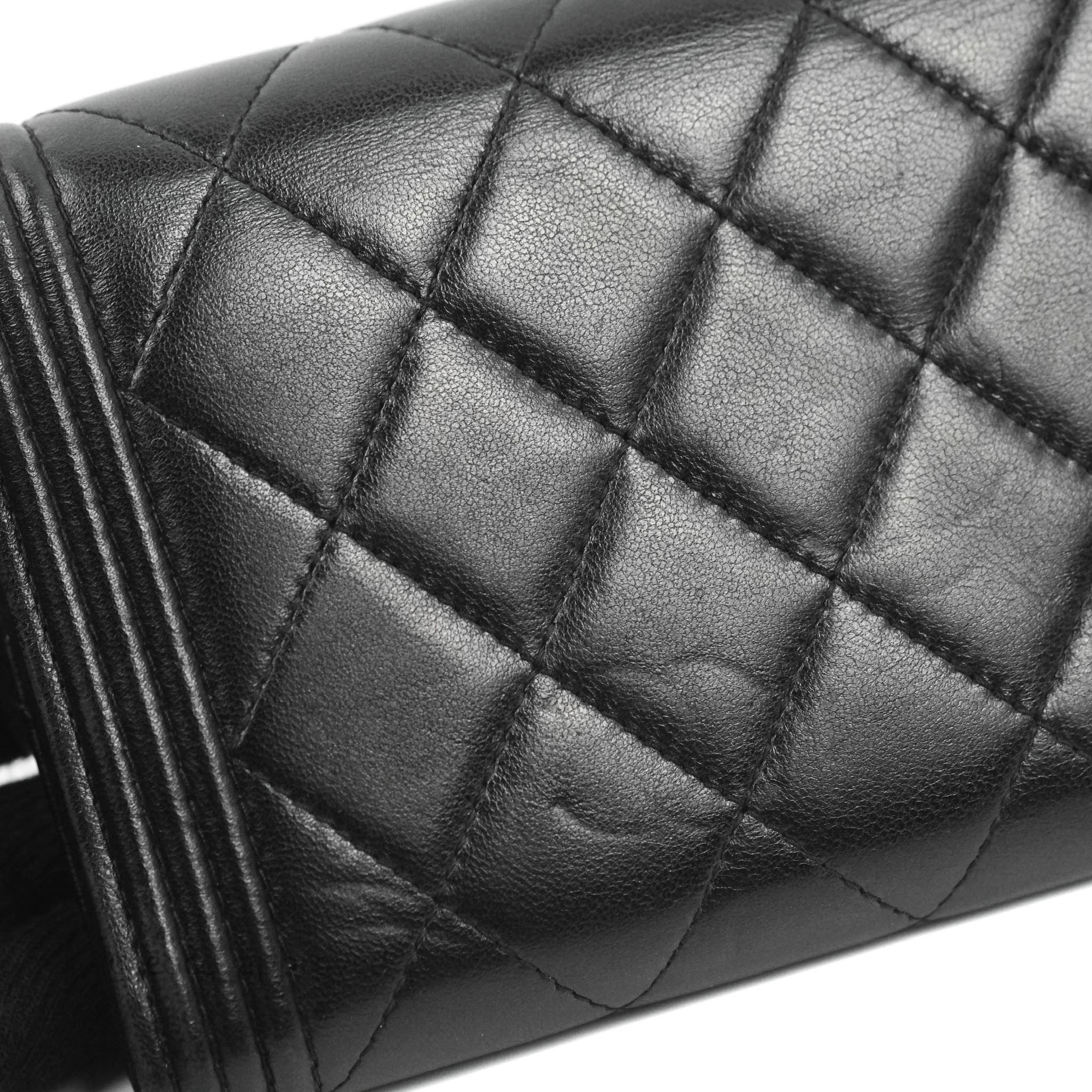 CHANEL Caviar Quilted Boy Wallet On Chain WOC So Black 177276