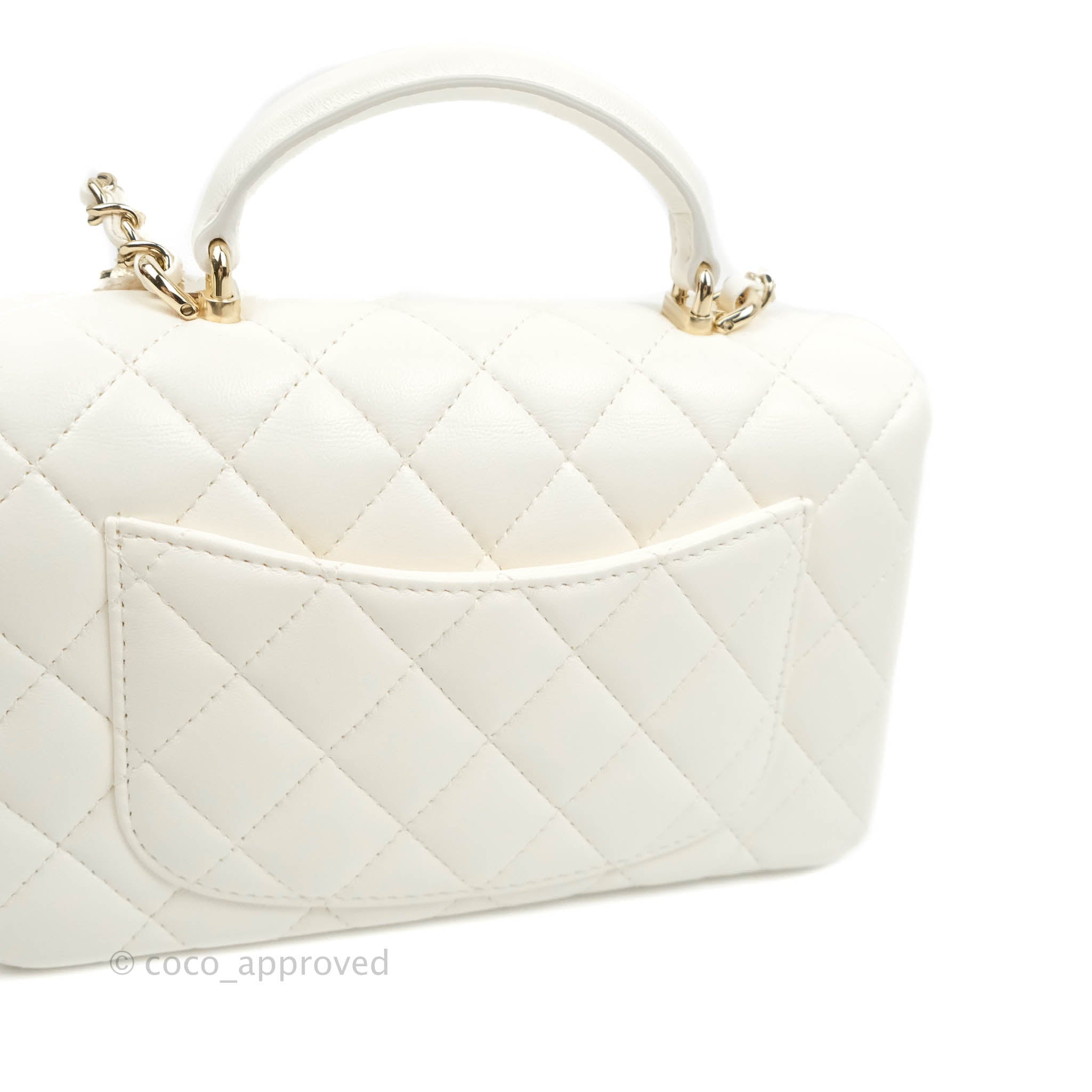 Chanel White Quilted Lambskin Mini Crystal Top Handle Rectangular Flap -  modaselle