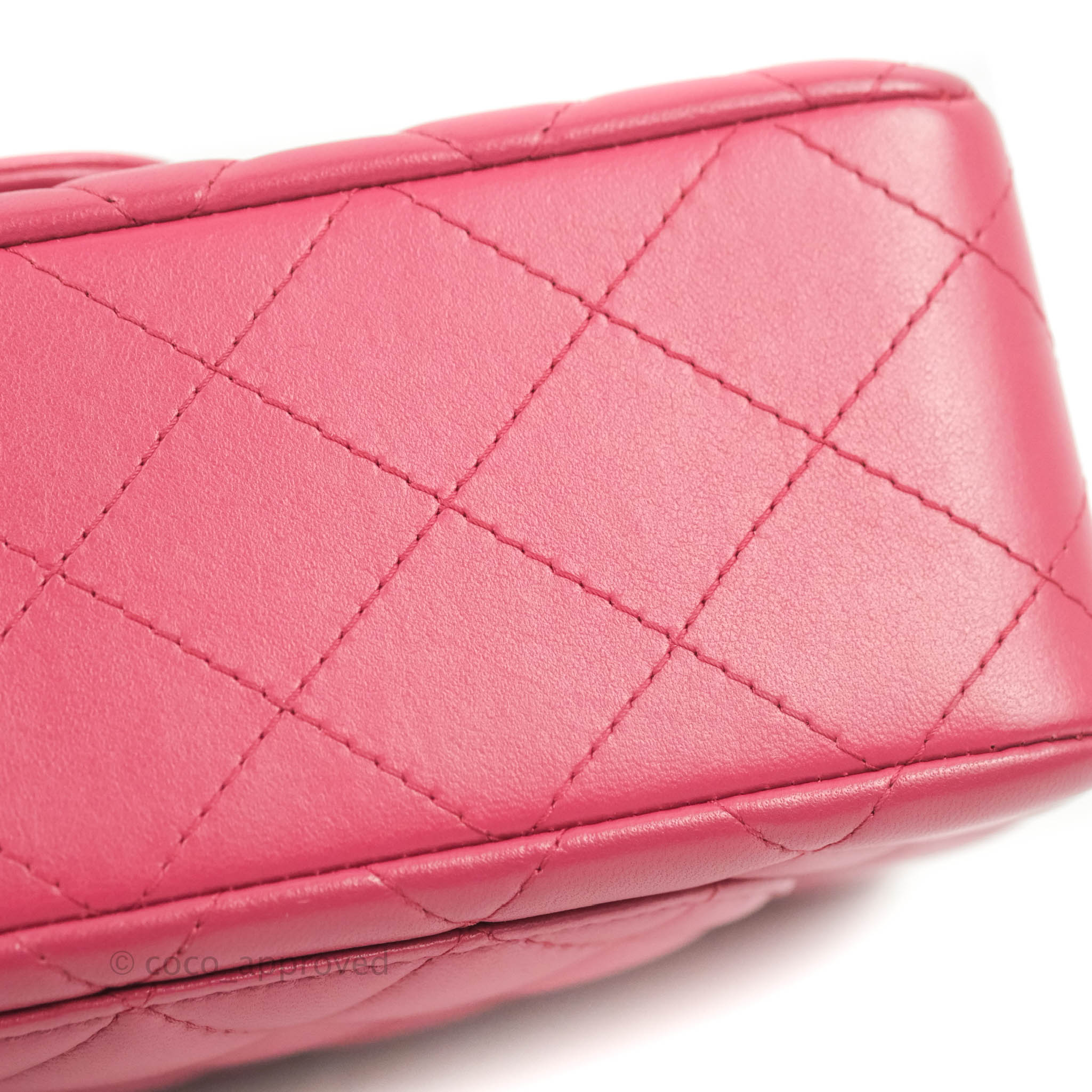 Chanel Quilted Mini Rectangular Flap Raspberry Pink Lambskin