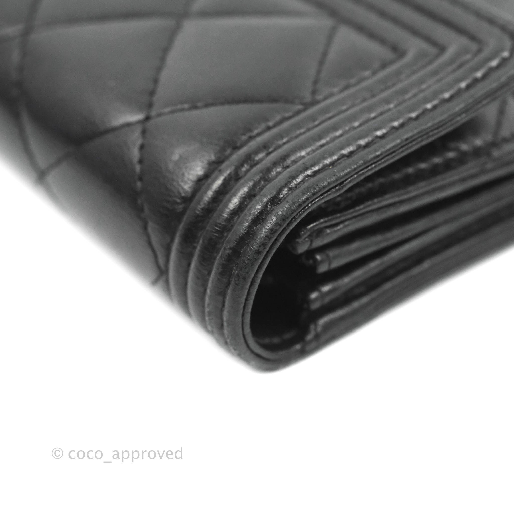 CHANEL Caviar Quilted Long Boy Flap Wallet Black 722632