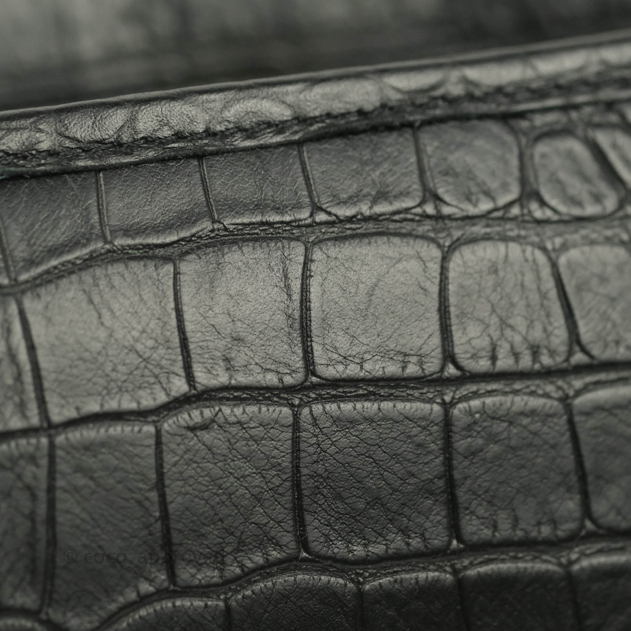 Chanel Large Gabrielle Hobo Crocodile Embossed Black Calfskin