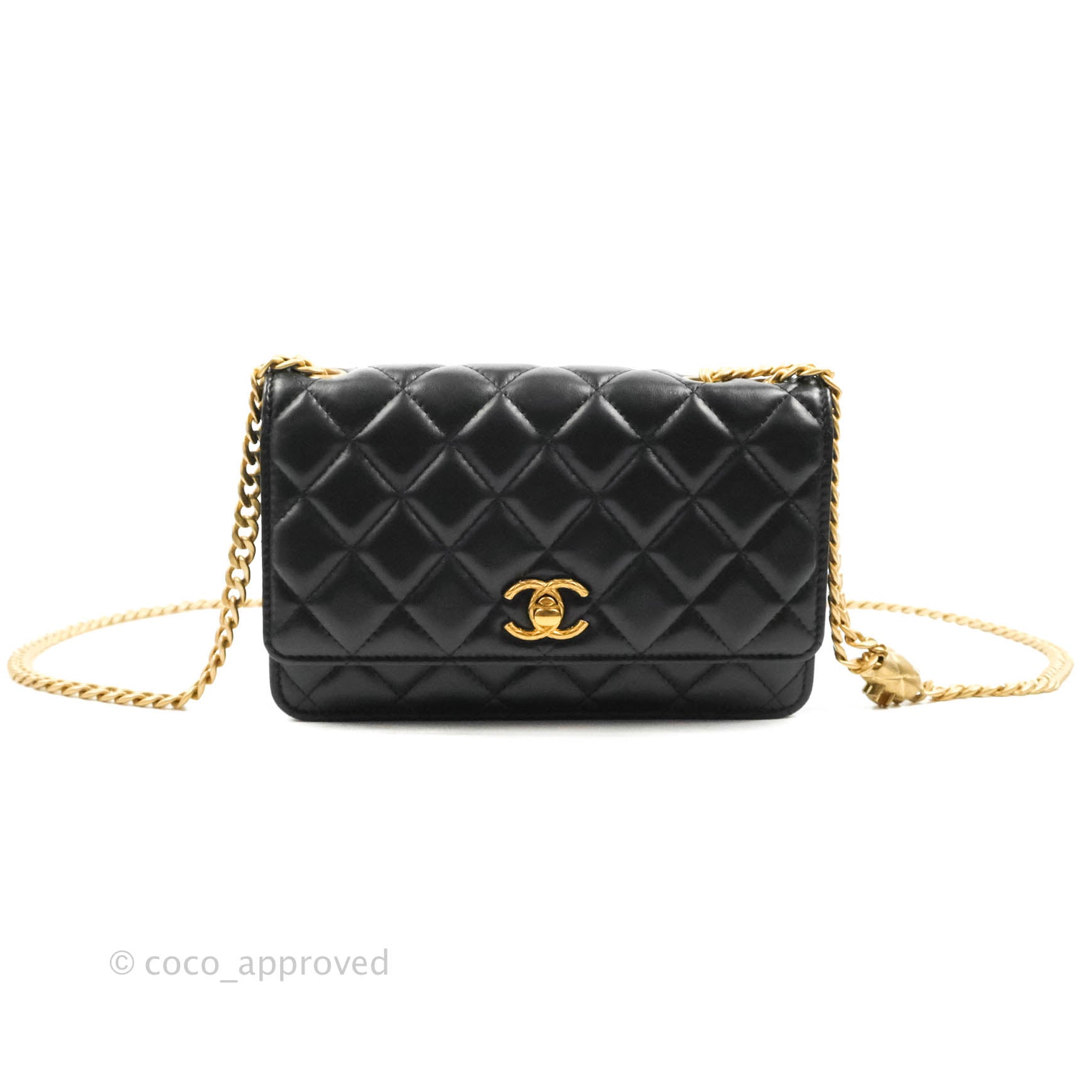 2022 Chanel Black Caviar Wallet-on-Chain Gold Hardware Full Set