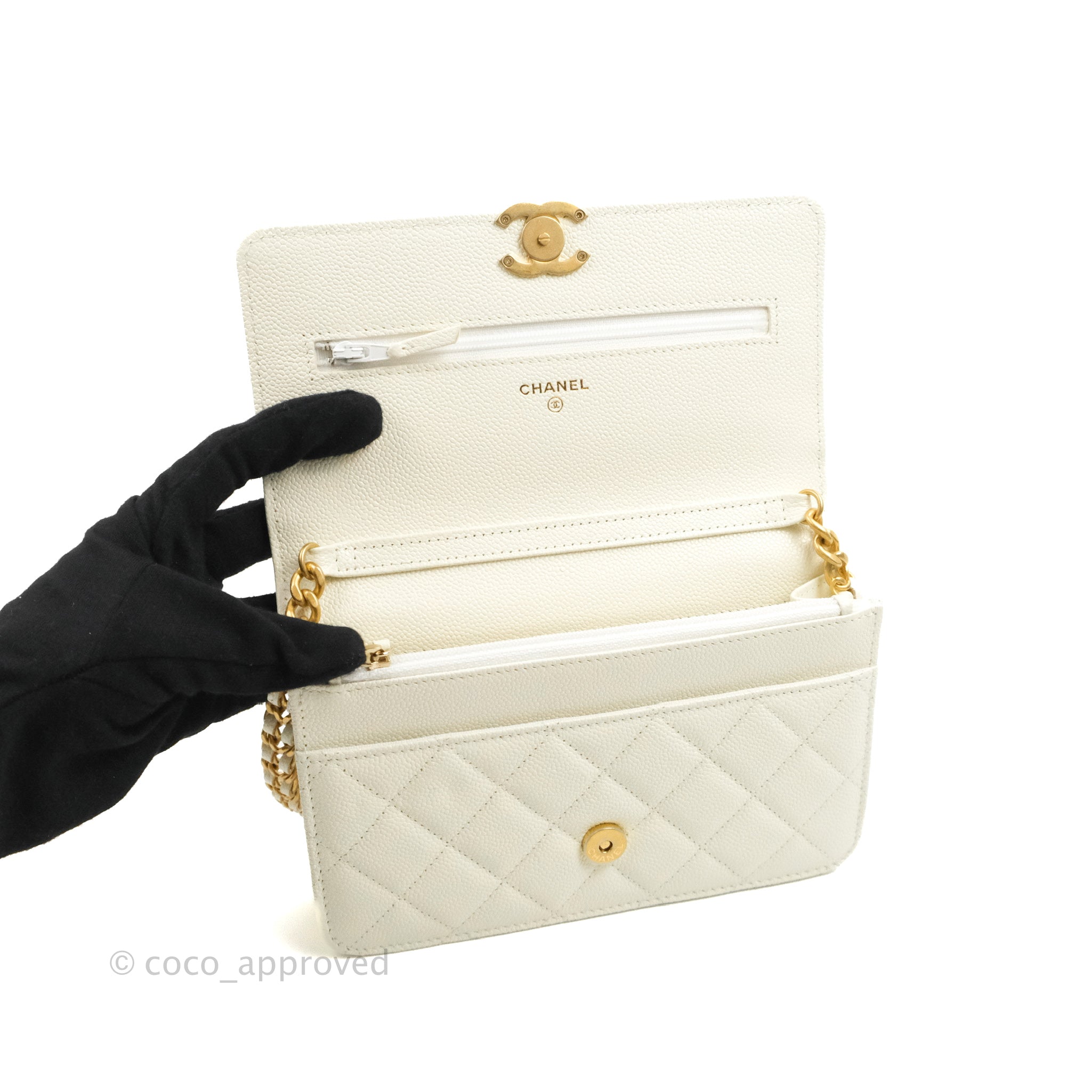 Chanel Mini Flap Bag with Coco Heart Chain White Lambskin Aged Gold Ha – Coco  Approved Studio