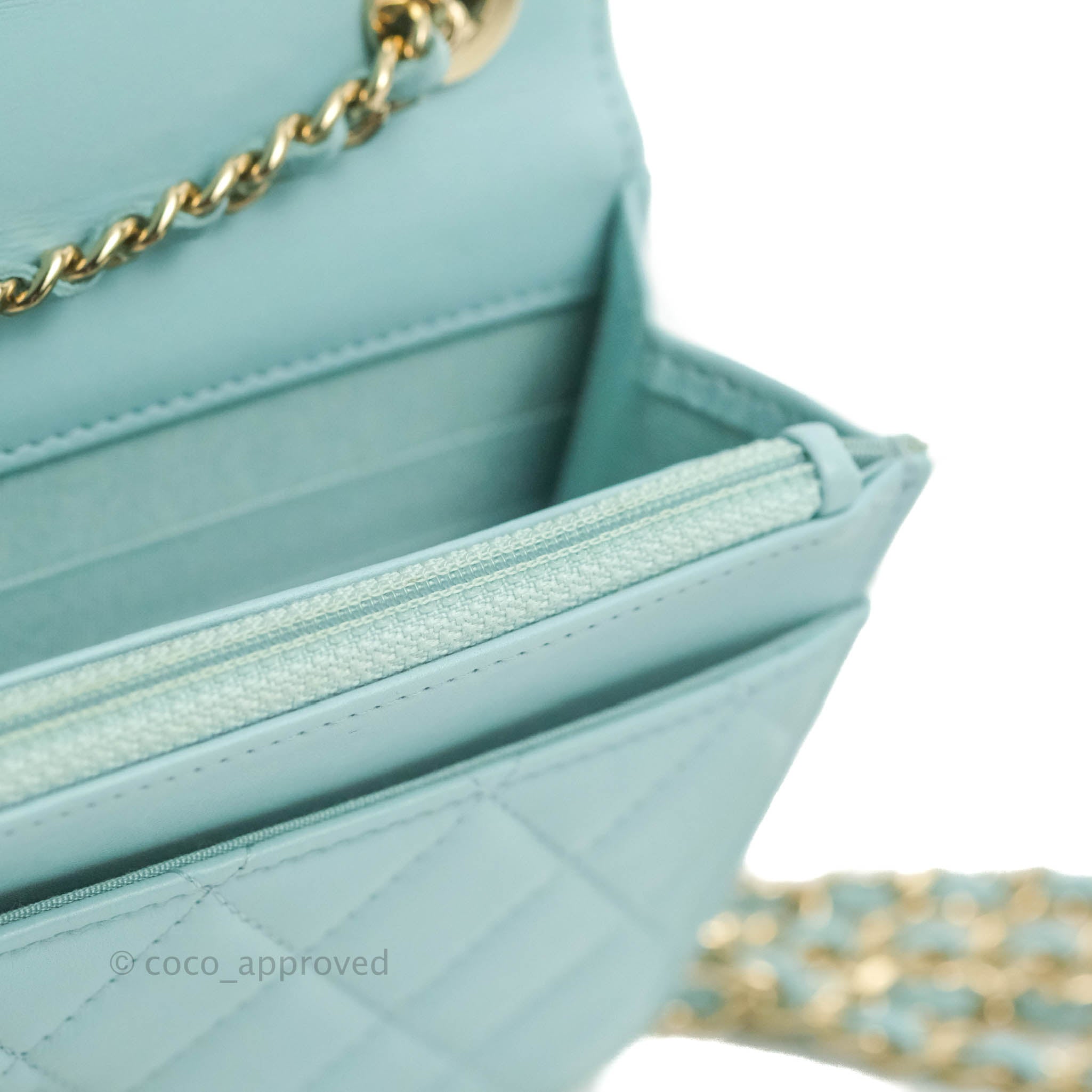 Chanel Blue-Green Classic Quilted WOC Wallet on Chain Flap Bag – Boutique  Patina